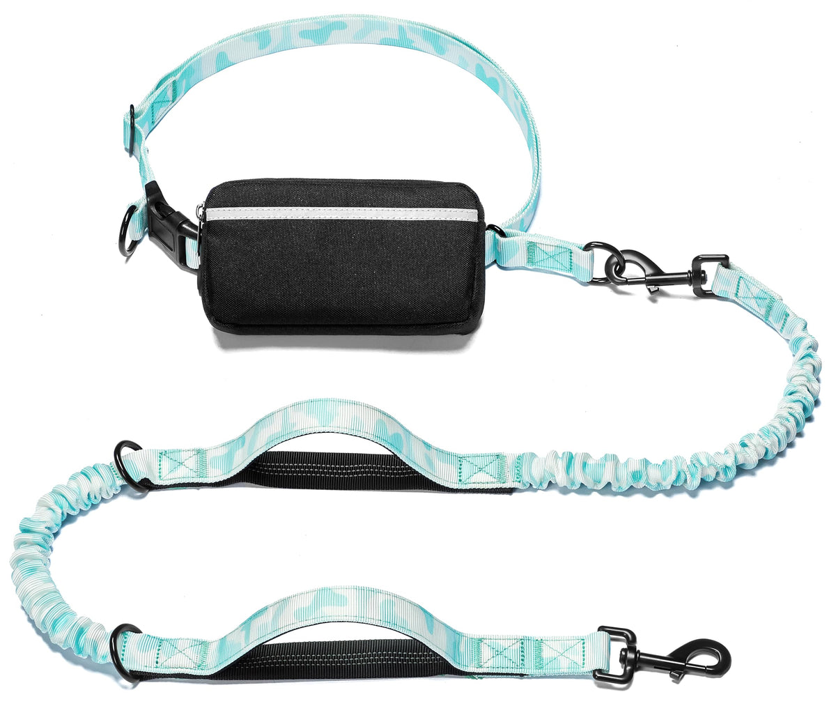 iYoShop Hands Free Dog Leash with Zipper Pouch, Large, 25-120 lbs, Black