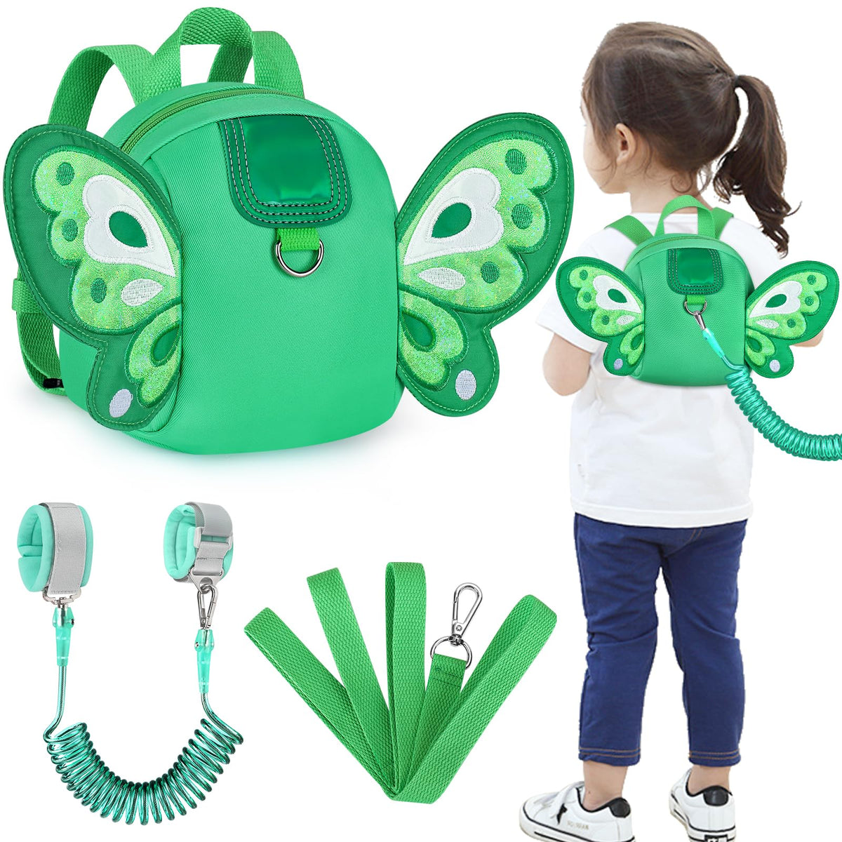 Accmor Toddler Harness Backpack Leash, Cute Dinosaur Backpacks with Anti Lost Wrist Link, Cute Mini Child Backpack Wristband Tether Strap and Protection Leashes for Boys Girls Aged 1-3 Years