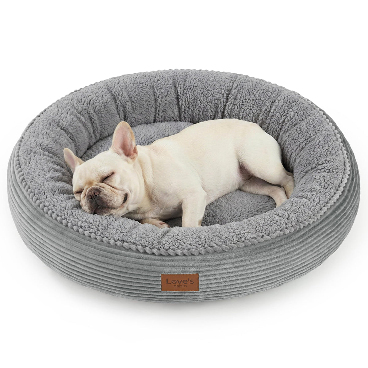 Love's cabin Round Donut Cat and Dog Cushion Bed, 20in Bed for Cats or Small Dogs, Anti-Slip & Water-Resistant Bottom, Super Soft Durable Fabric Pet Beds, Washable Luxury Cat & Dog Bed Gray