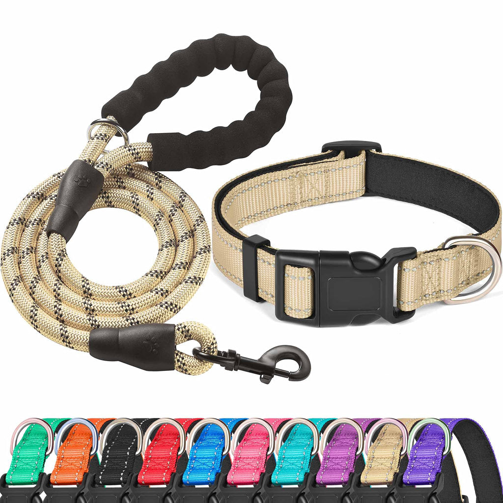 Ladoogo Reflective Dog Collar Padded with Soft Neoprene, Medium, Turquoise