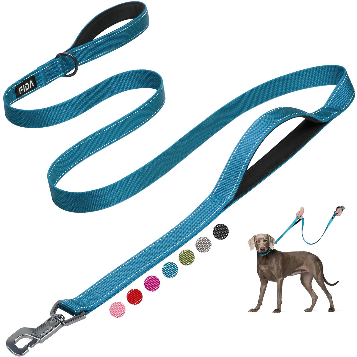 Fida Heavy Duty Dog Leash for Medium Large Dogs, 4 FT, Dual Padded Handles