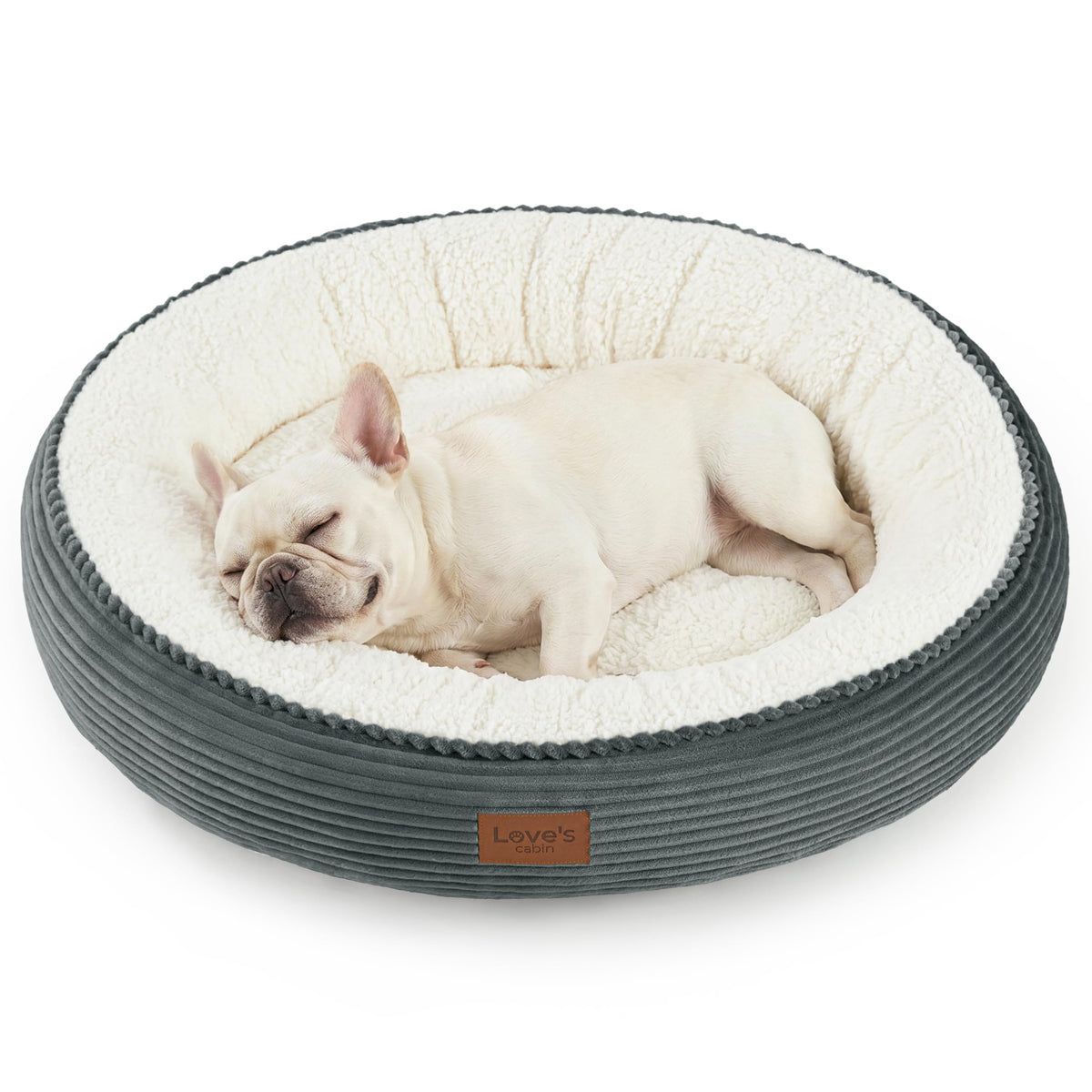 Love's cabin Round Donut Cat and Dog Cushion Bed, 20in Bed for Cats or Small Dogs, Anti-Slip & Water-Resistant Bottom, Super Soft Durable Fabric Pet Beds, Washable Luxury Cat & Dog Bed Gray