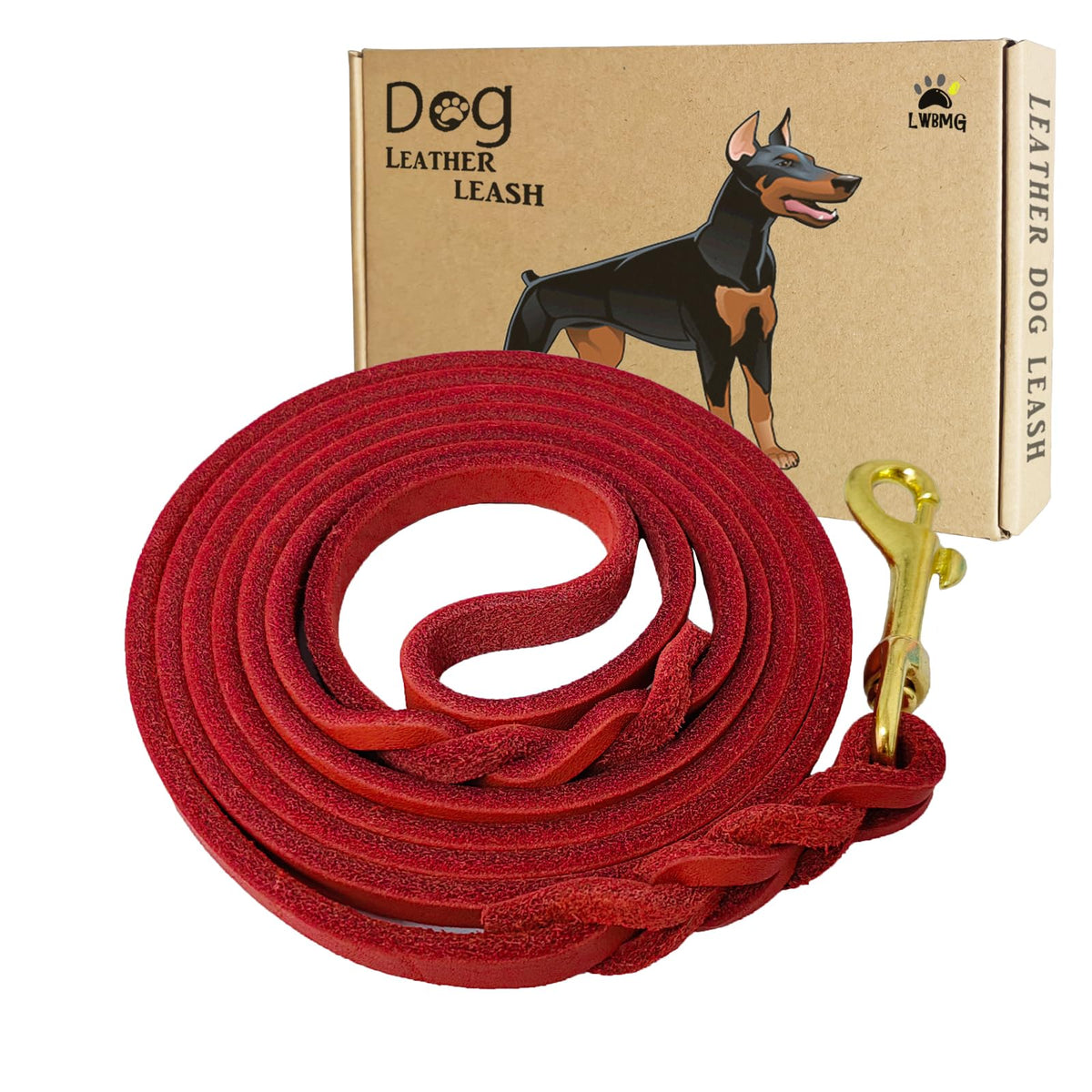 LWBMG Leather Dog Leash 6ft x 3/4 inch, Heavy Duty Genuine Leather Braided Dog Training Leash, Soft and Strong Pet Lead for Large, Medium, Small Dogs