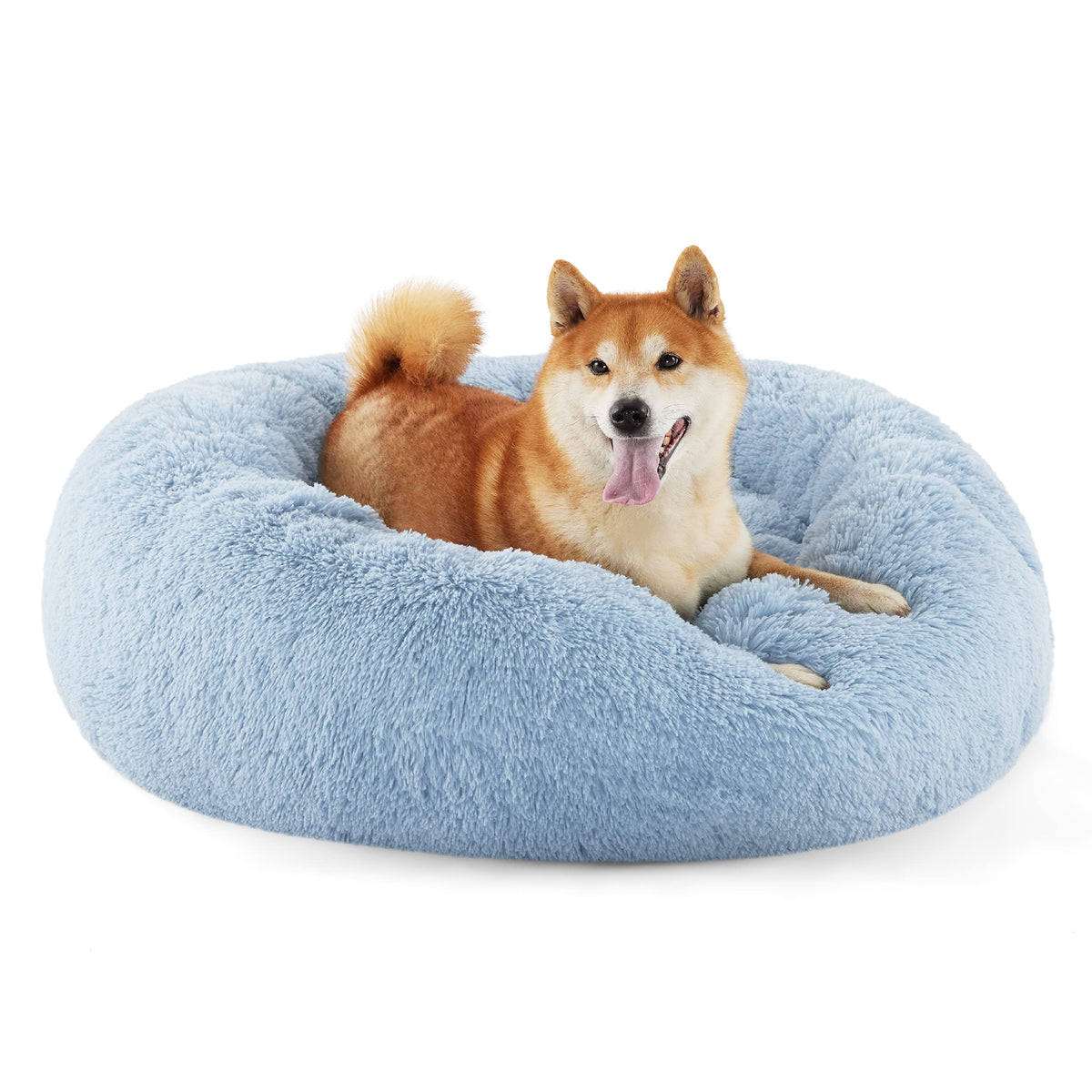 Bedsure Calming Dog Bed Medium Size Dog Donut Washable Pet Bed,30ins Camel