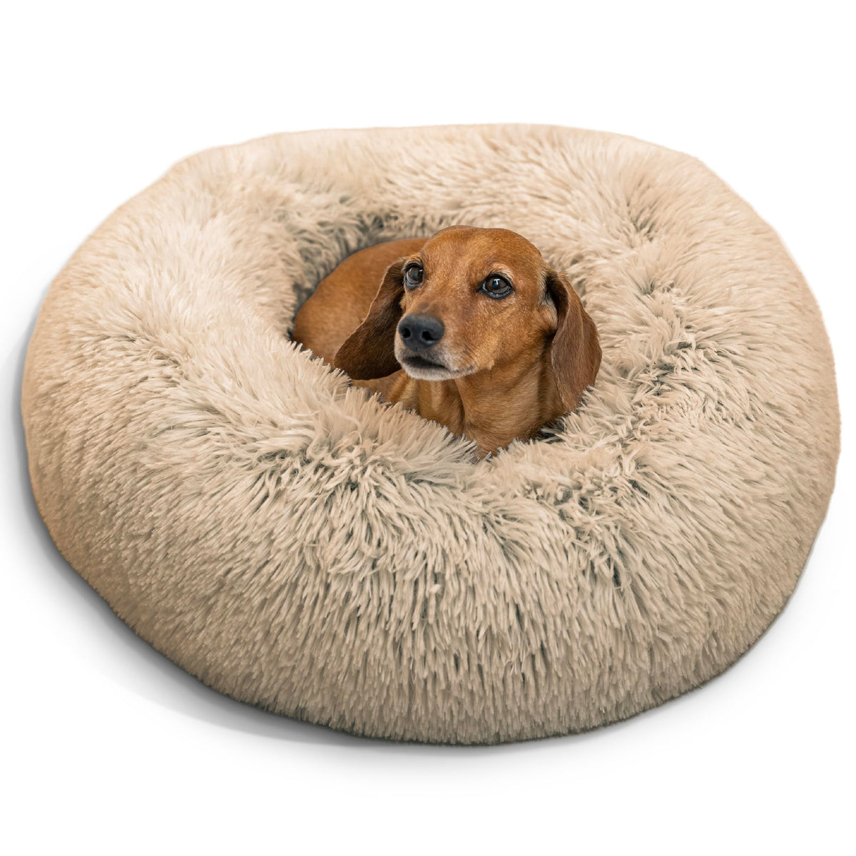 Best Friends by Sheri Original Calming Donut Dog Bed, Oyster, Small, 23"