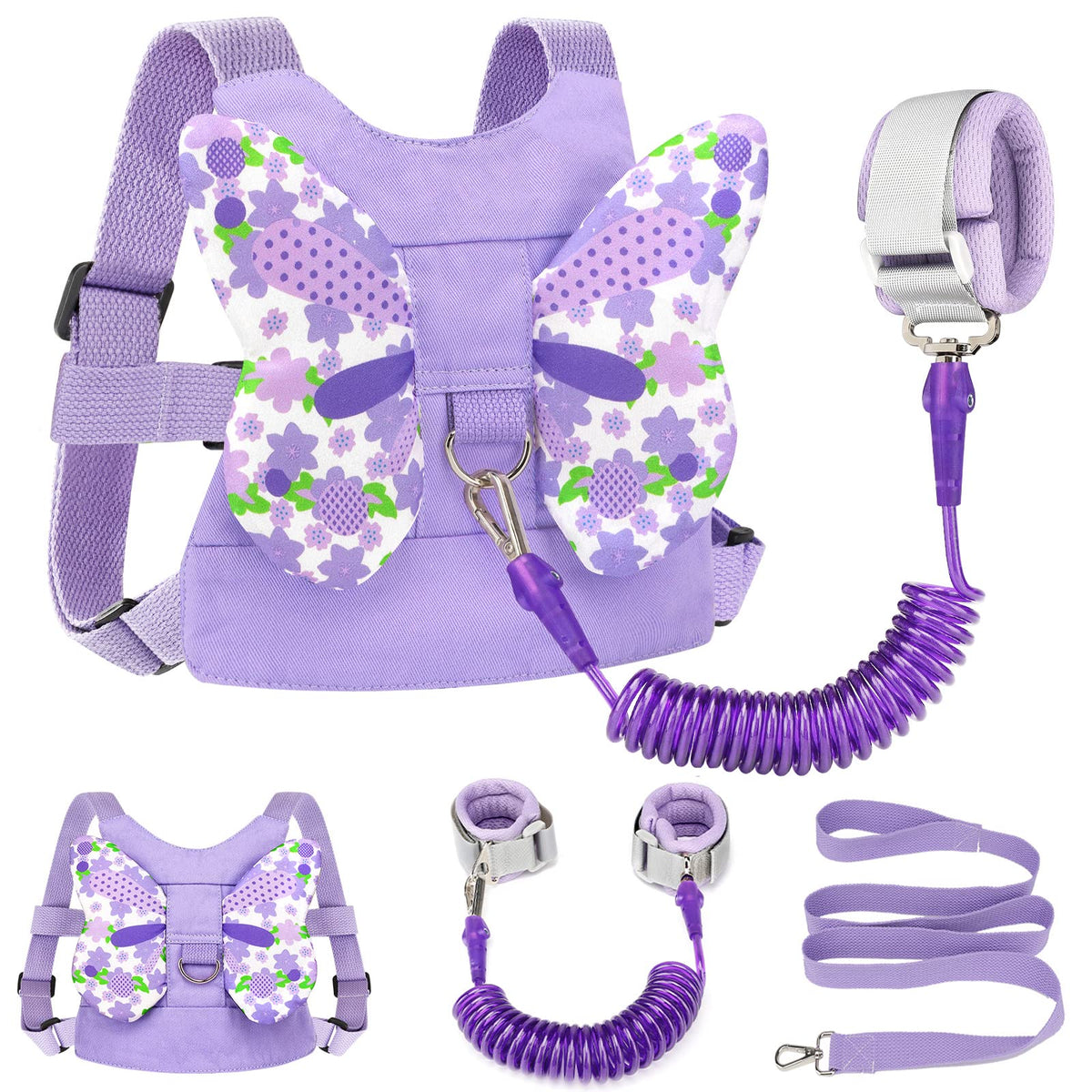 Accmor 3 in 1 Toddler Harness Leashes + Anti Lost Wrist Link, Kids Harness Children Leash for Girls, Child Anti Lost Leash Baby Cute Harness Belt Strap Hold Kids Close While Walking