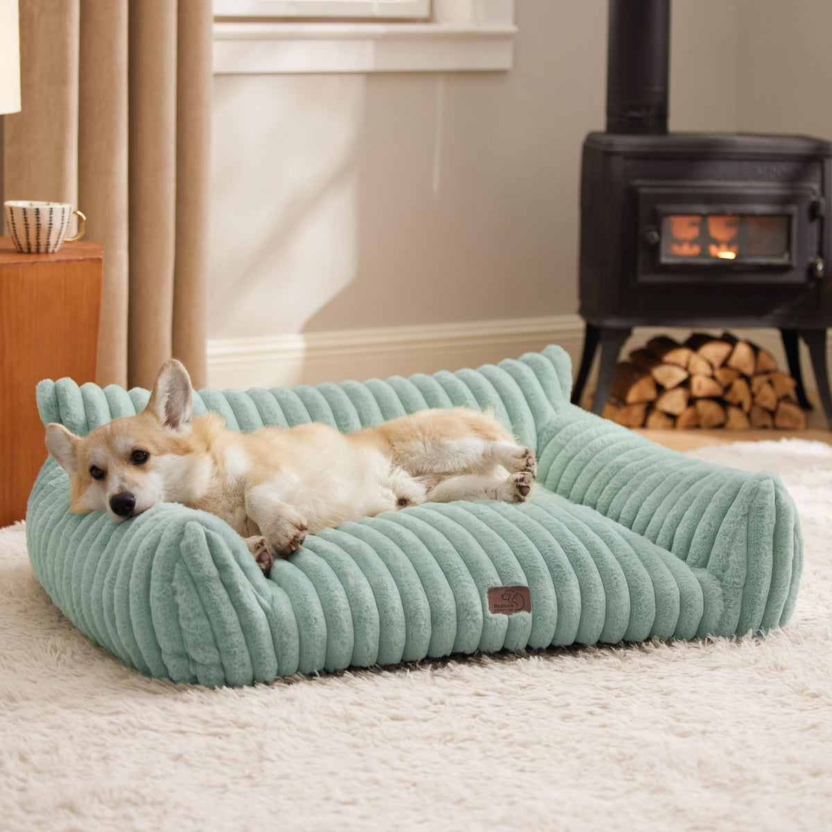Bedsure ComfyFleece® Shown on TV Fluffy Cute Cat Couch for Pets,24in Cream