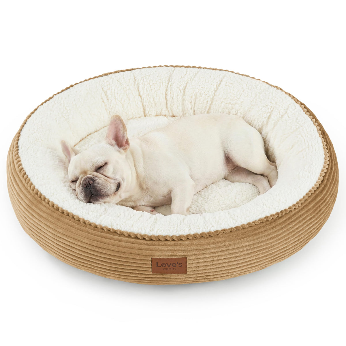 Love's cabin Round Donut Cat and Dog Cushion Bed, 20in Pet Bed for Cats or Small Dogs, Anti-Slip & Water-Resistant Bottom, Soft Durable Fabric Pet beds, Washable Luxury Cat Dog Bed Lavender Stripe