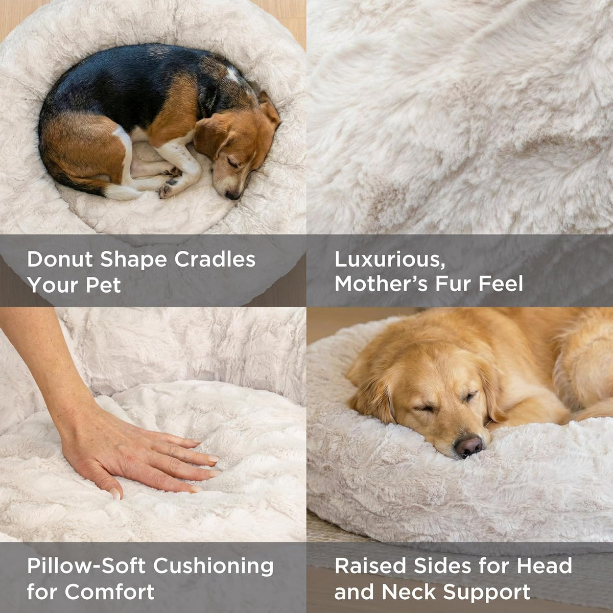 Best Friends by Sheri Original Calming Donut Dog Bed, Oyster, Small, 23"