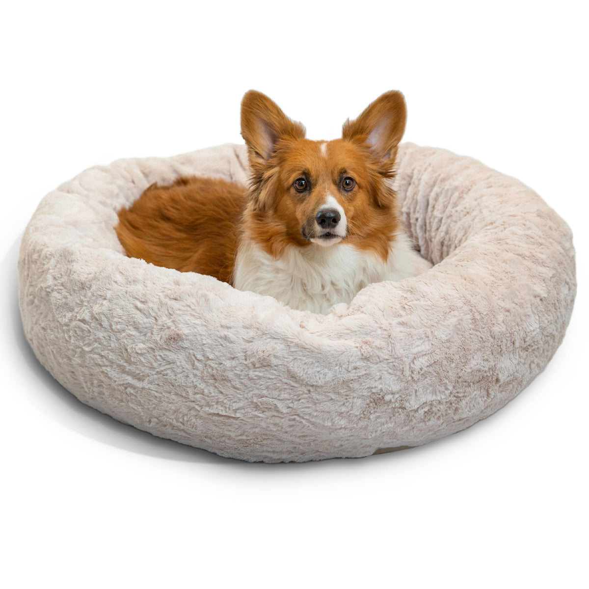 Best Friends by Sheri Original Calming Donut Dog Bed, Oyster, Small, 23"