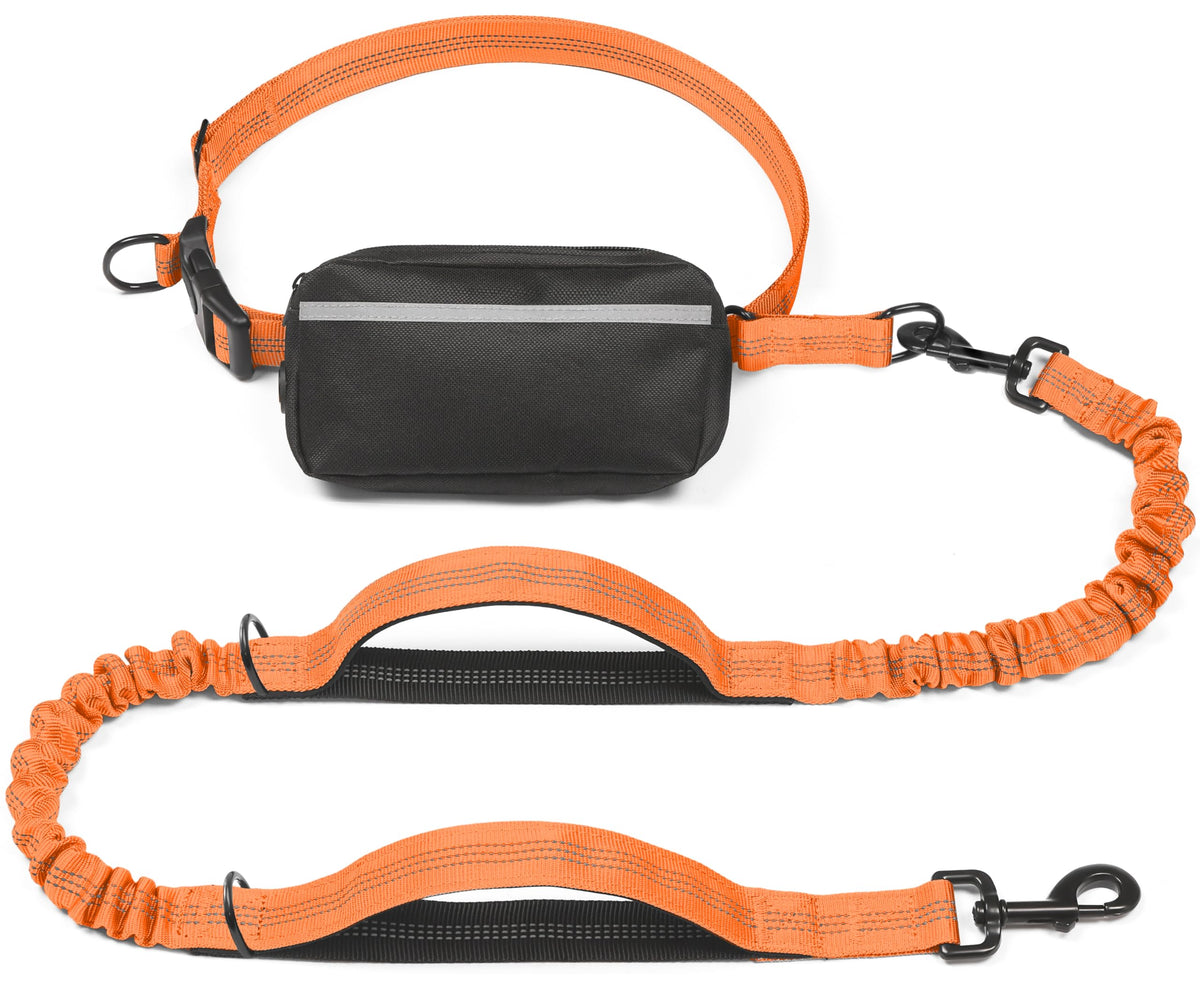 iYoShop Hands Free Dog Leash with Zipper Pouch, Large, 25-120 lbs, Black