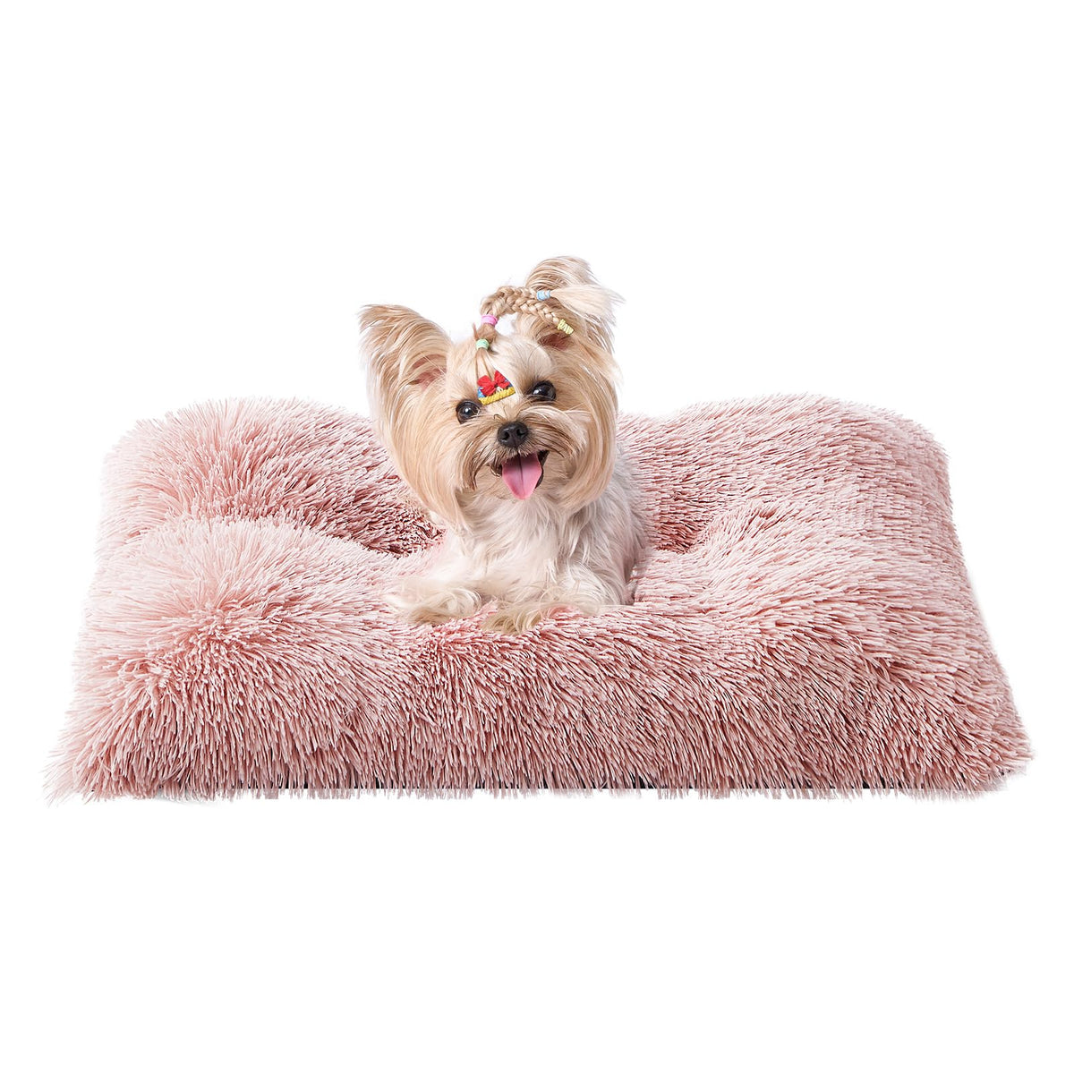 EHEYCIGA Fluffy Dog Crate Bed for Medium Dogs, Plush Crate Pad, Grey