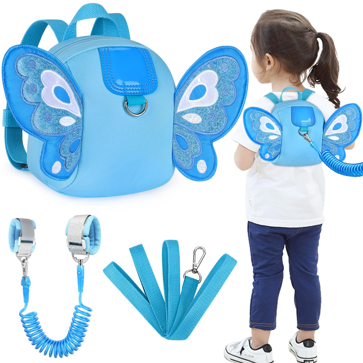 Accmor Toddler Harness Backpack Leash, Cute Dinosaur Backpacks with Anti Lost Wrist Link, Cute Mini Child Backpack Wristband Tether Strap and Protection Leashes for Boys Girls Aged 1-3 Years
