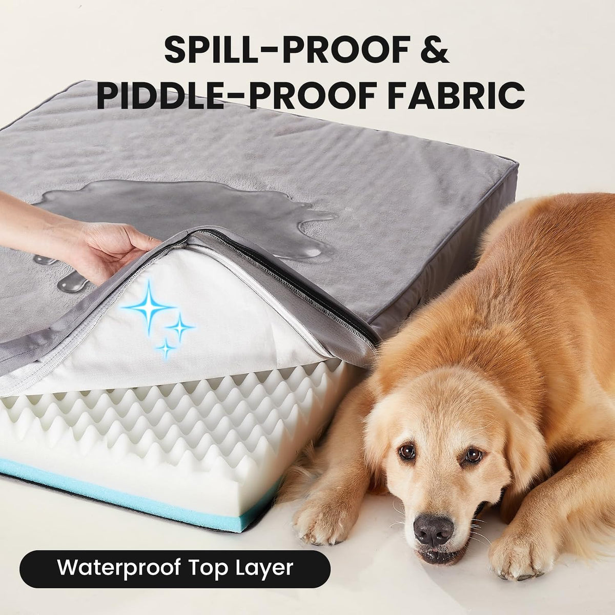 OhGeni Orthopedic Large Dog Bed, Reversible Memory Foam, 41 inch-XL(Gray)