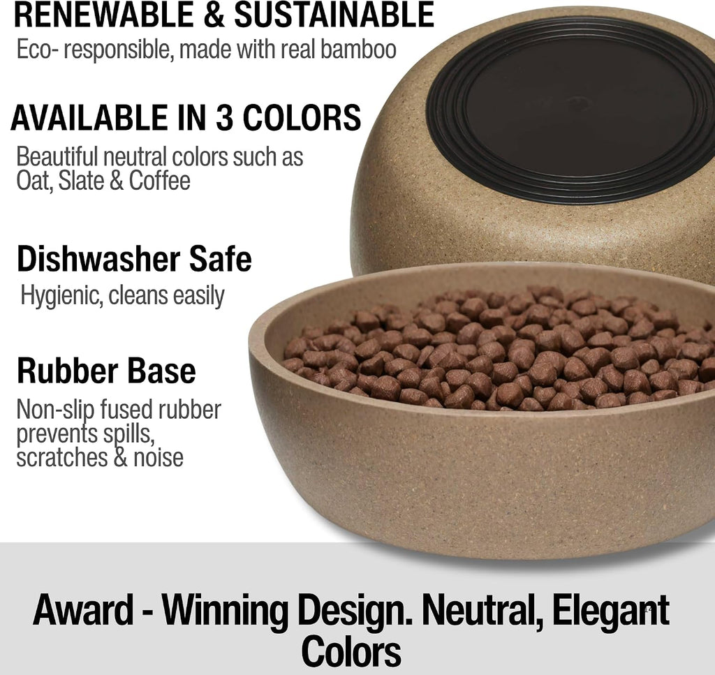 Loving Pets - Dolce Bamboo - Eco-Friendly Pet Bowls & Dishes for Dog, Cats, Puppy Food and Water Bowl -Sustainable and Dishwasher Safe, Made with Real Bamboo (Small, Coffee-Brown)