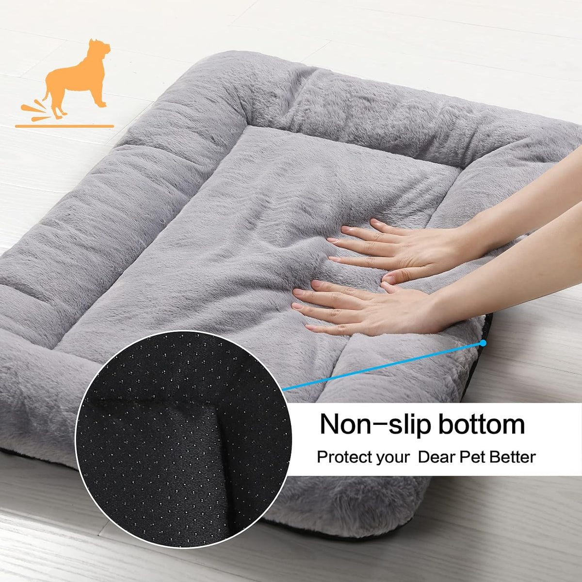 Dog Crate Pad Washable Dog Bed for Crate Medium Cozy Mat 36-Inch Gray