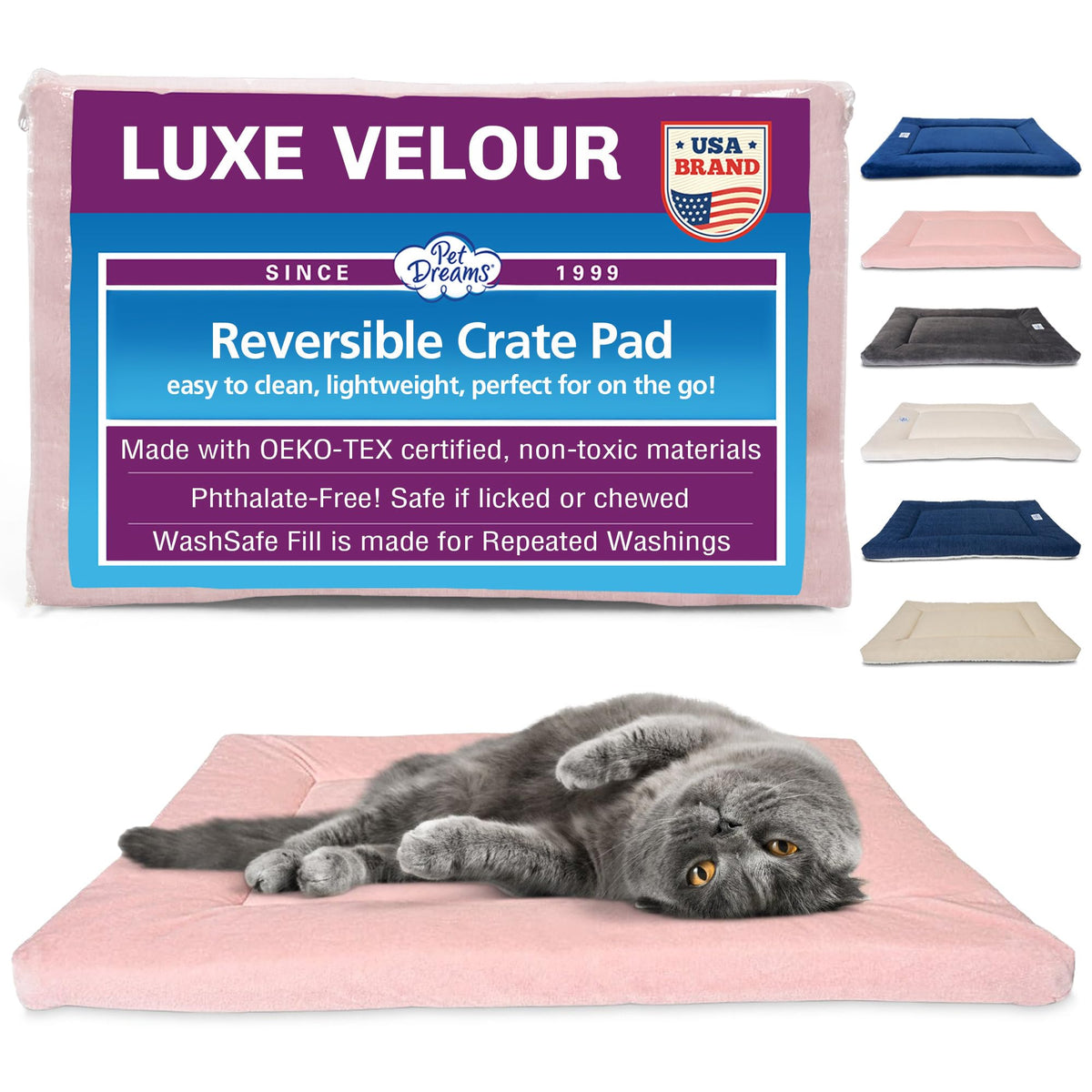 Pet Dreams Dog Crate Pad - Washable Kennel Mat, Crate Pads for Dog Cages, Non-Toxic, Flat Indoor Cat Bed, Fits iCrate 18, 24, 30, 36, 42, 48 Inches (Grey, Small, 24")