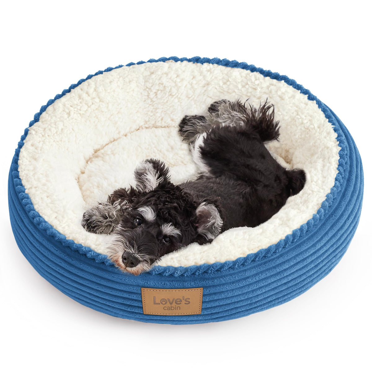 Love's cabin Round Donut Cat and Dog Cushion Bed, 20in Pet Bed for Cats or Small Dogs, Anti-Slip & Water-Resistant Bottom, Soft Durable Fabric Pet beds, Washable Luxury Cat Dog Bed Lavender Stripe