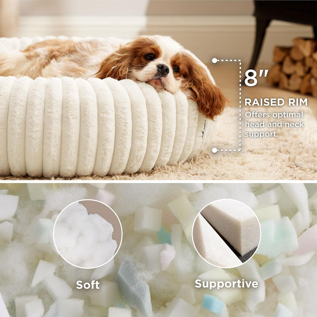 Bedsure ComfyFleece® Donut Dog Bed Medium Size Dog with Washable Cover