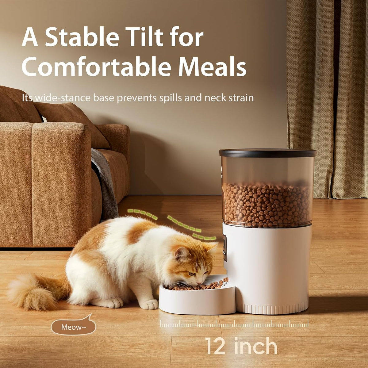 IMIPAW Automatic Cat Feeders, Timed Cat Dry Food Dispenser with Desiccant Bag, Dual Power Supply, Programmable Portion Size, 6 Meals, 20 Portions Per Day, Auto Pet Feeder for Cats and Small Dog, White