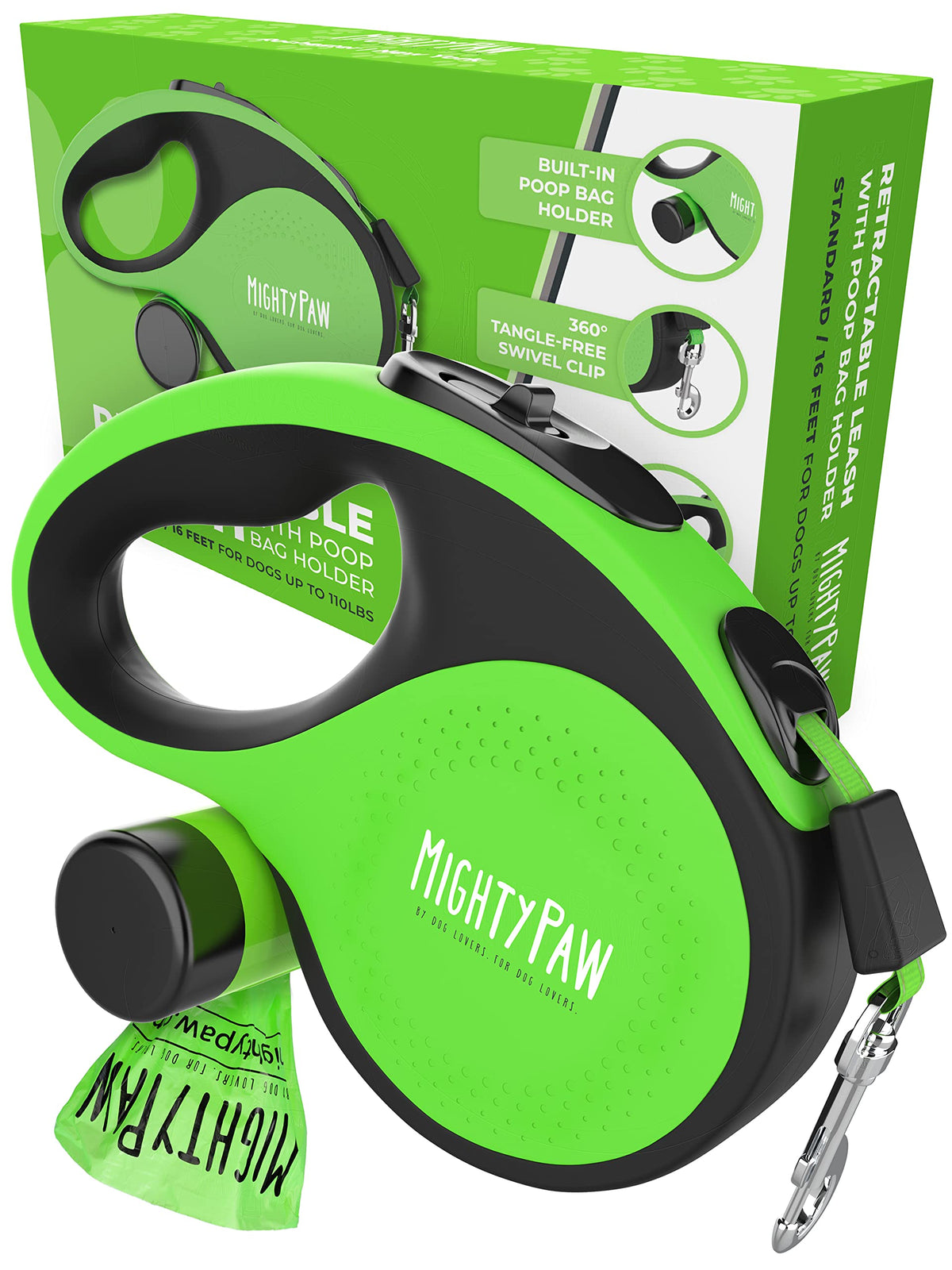 Mighty Paw Retractable Dog Leash 2.0, 16 Ft, for Medium Dogs, Heavy Duty