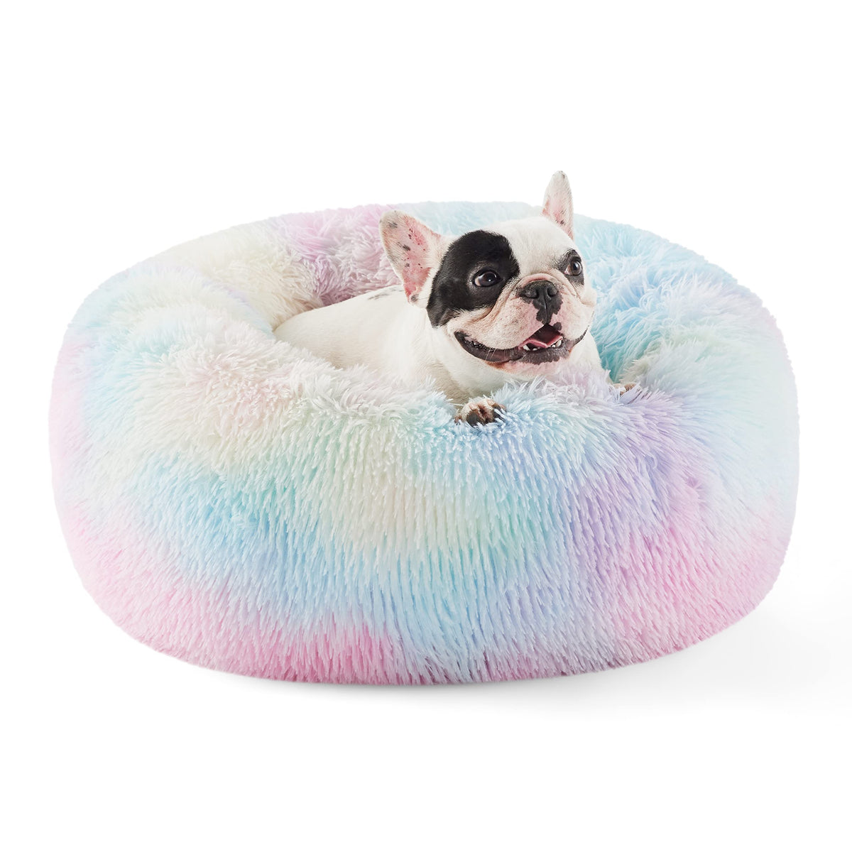 Bedsure Calming Small Dog Bed Donut Washable Cat＆Puppy Bed,23 inches Camel