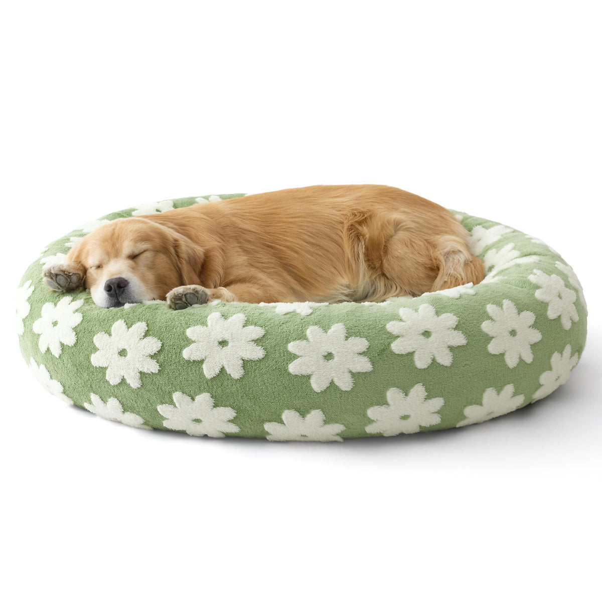 LE SURE Shown on TV Jacquard Donut Dog Beds Large Sized Dog,Green 36x36x8in