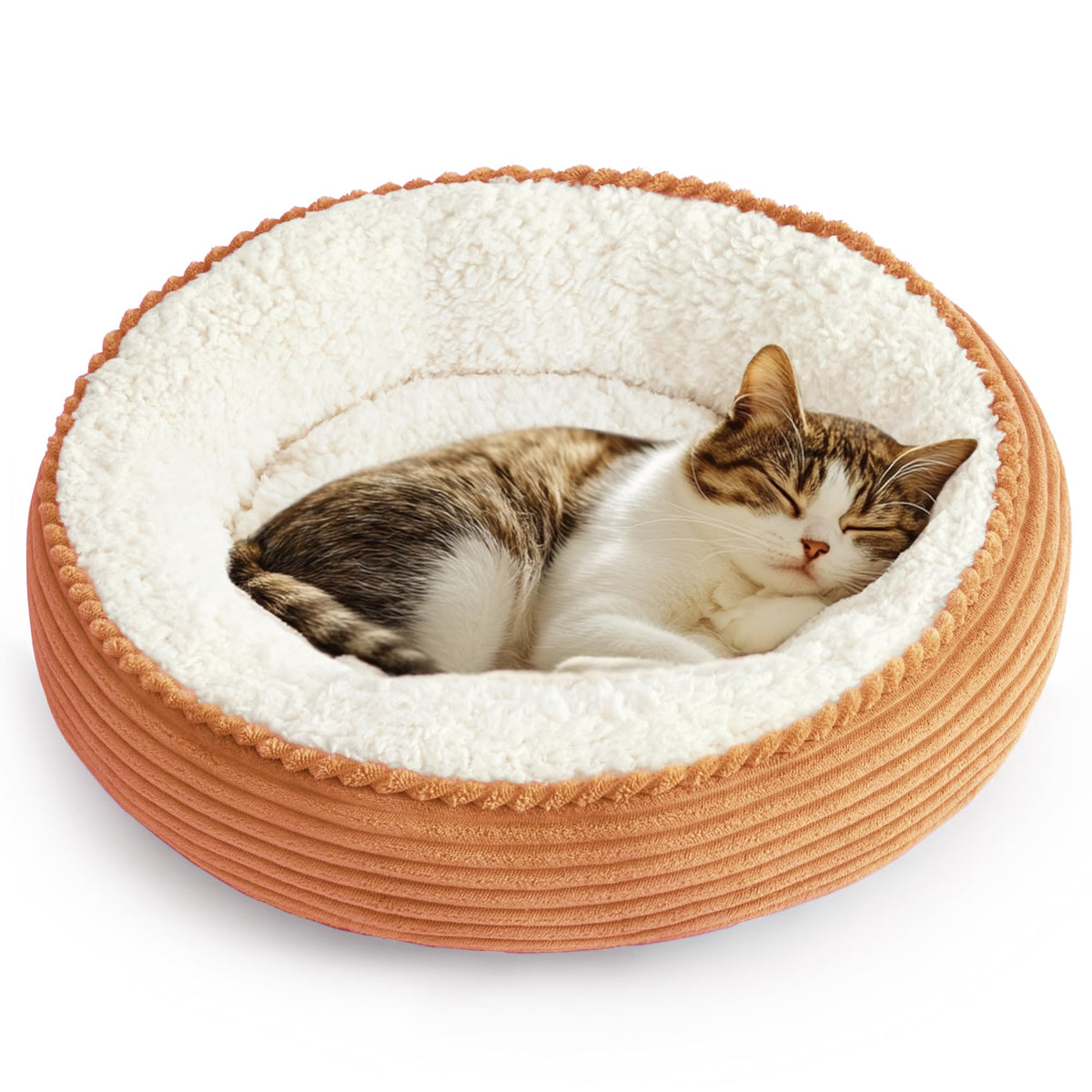Love's cabin Round Donut Cat and Dog Cushion Bed, 20in Pet Bed for Cats or Small Dogs, Anti-Slip & Water-Resistant Bottom, Soft Durable Fabric Pet beds, Washable Luxury Cat Dog Bed Lavender Stripe