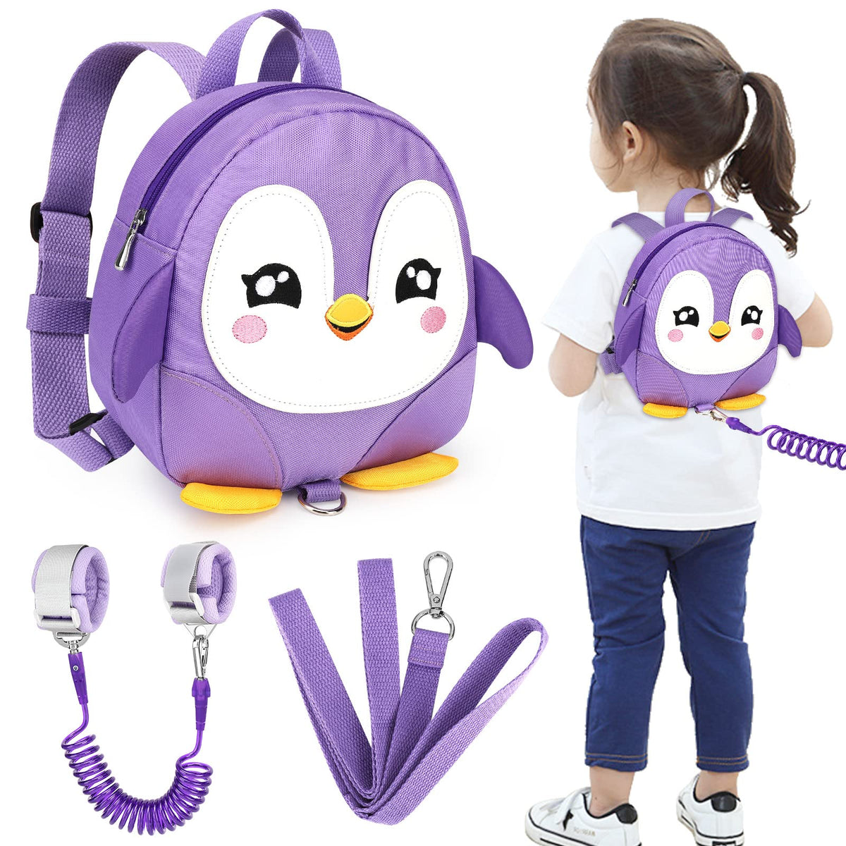 Accmor Toddler Harness Backpack Leash, Cute Dinosaur Backpacks with Anti Lost Wrist Link, Cute Mini Child Backpack Wristband Tether Strap and Protection Leashes for Boys Girls Aged 1-3 Years