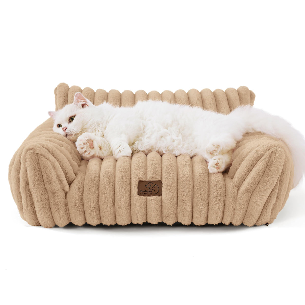 Bedsure ComfyFleece® Shown on TV Fluffy Cute Cat Couch for Pets,24in Cream