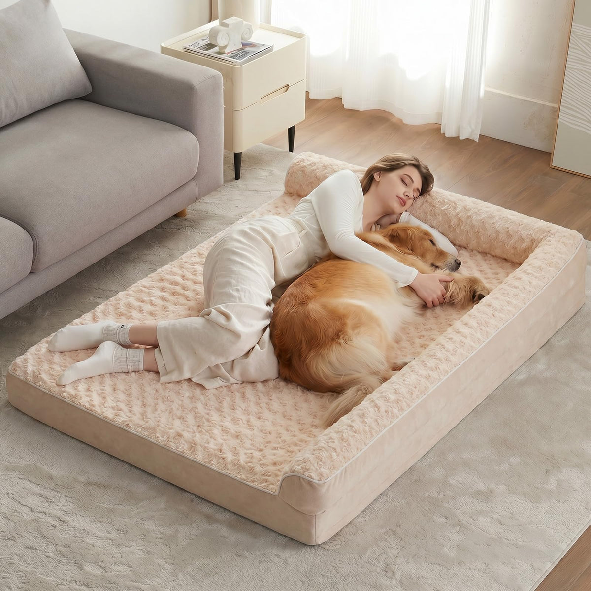BFPETHOME Orthopedic Washable Dog Bed, Sleeping Couch for Large Senior Dogs