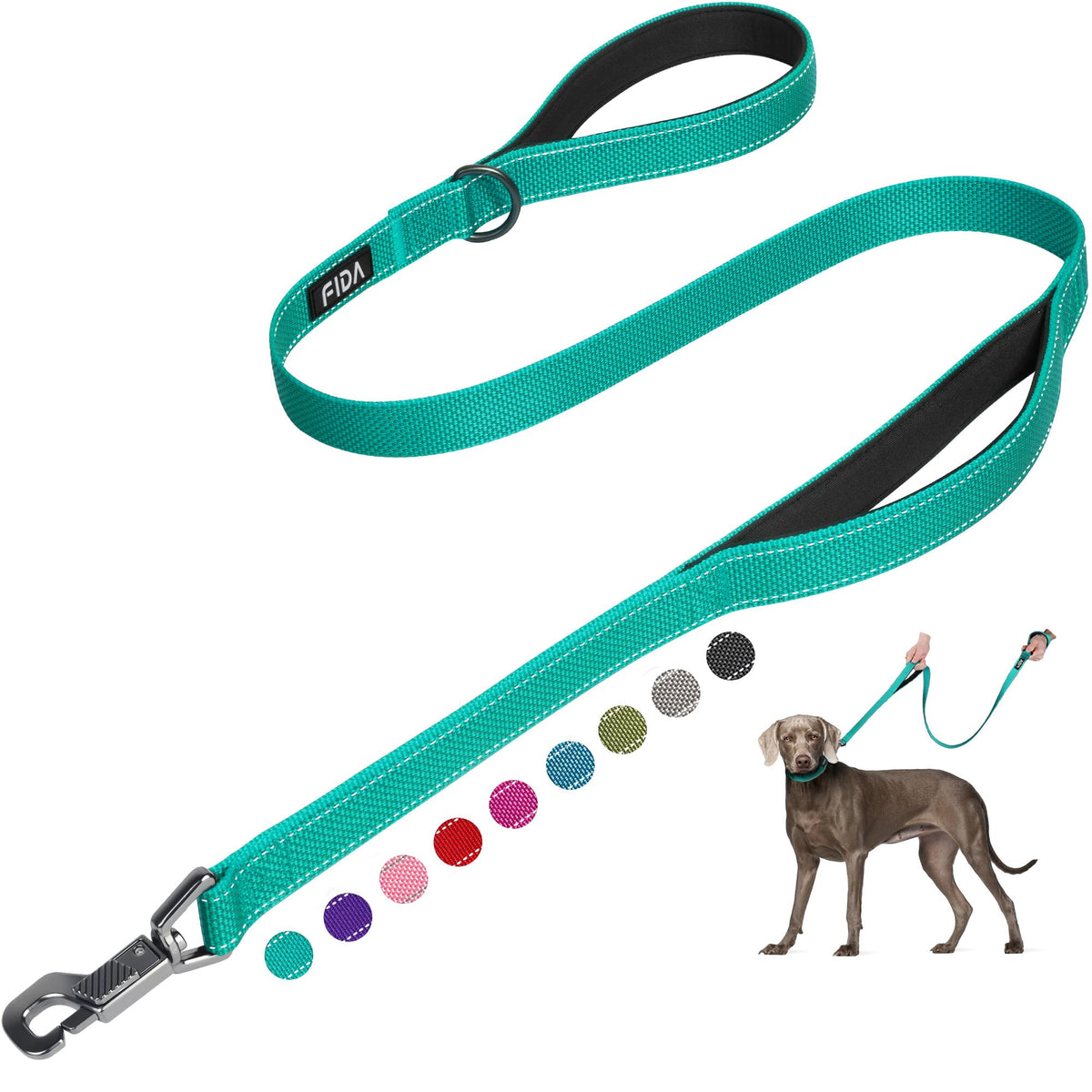 Fida Heavy Duty Dog Leash for Medium Large Dogs, 4 FT, Dual Padded Handles