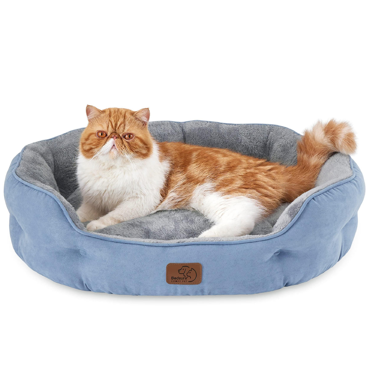 Bedsure Small Dog Bed Washable,Round Cat Beds for Indoor Cats,20in Ivory