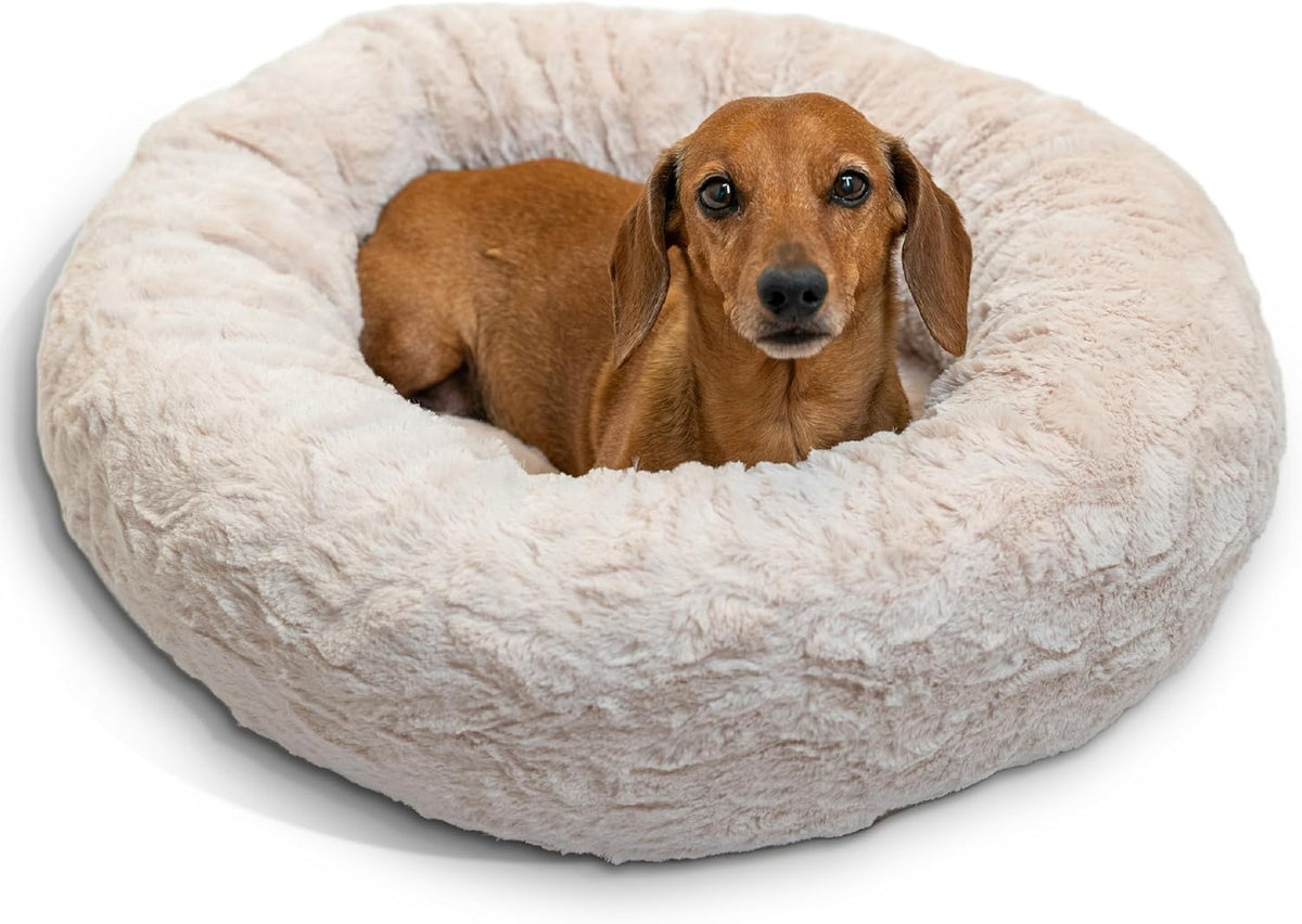 Best Friends by Sheri Original Calming Donut Dog Bed, Oyster, Small, 23"