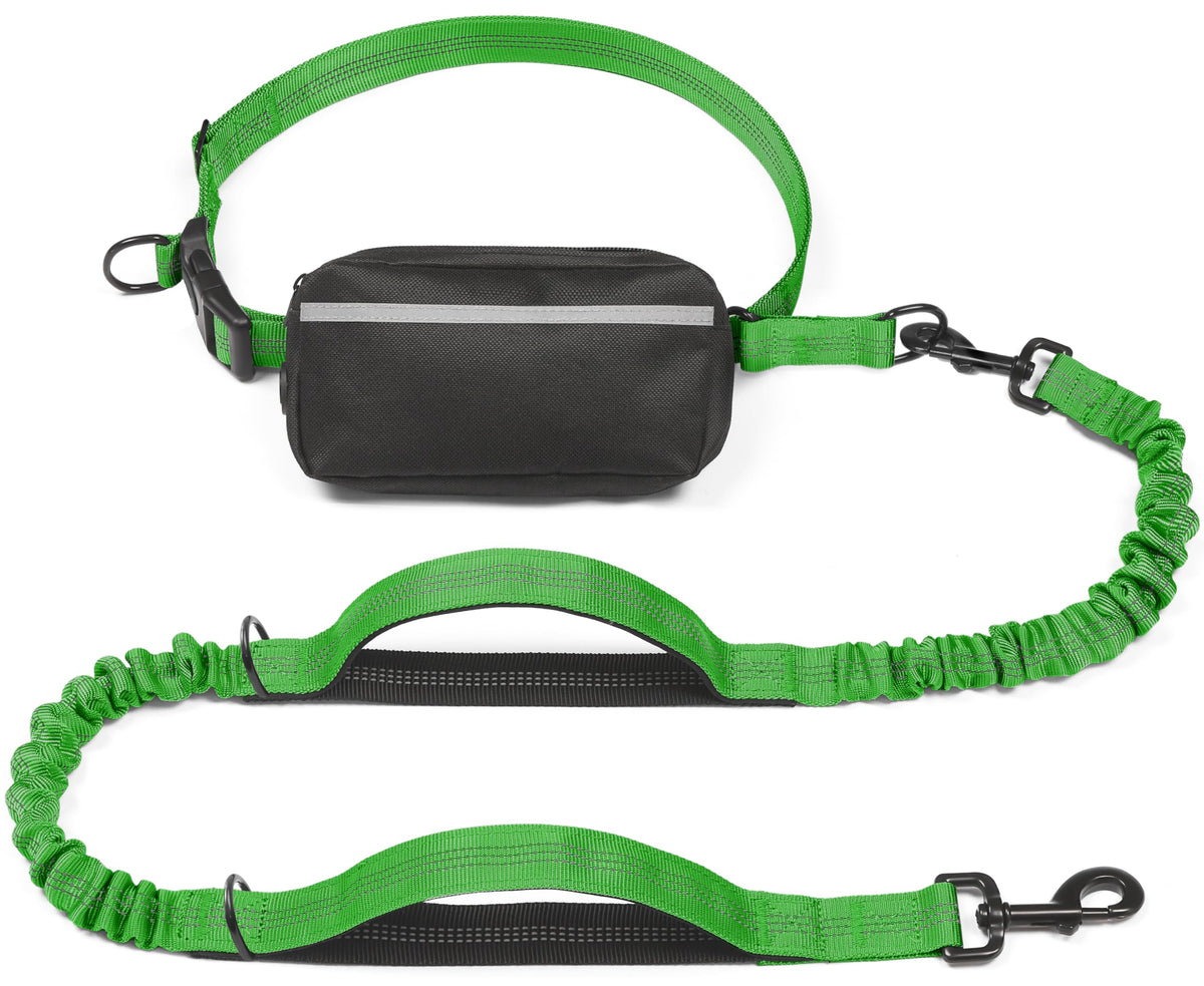 iYoShop Hands Free Dog Leash with Zipper Pouch, Large, 25-120 lbs, Black