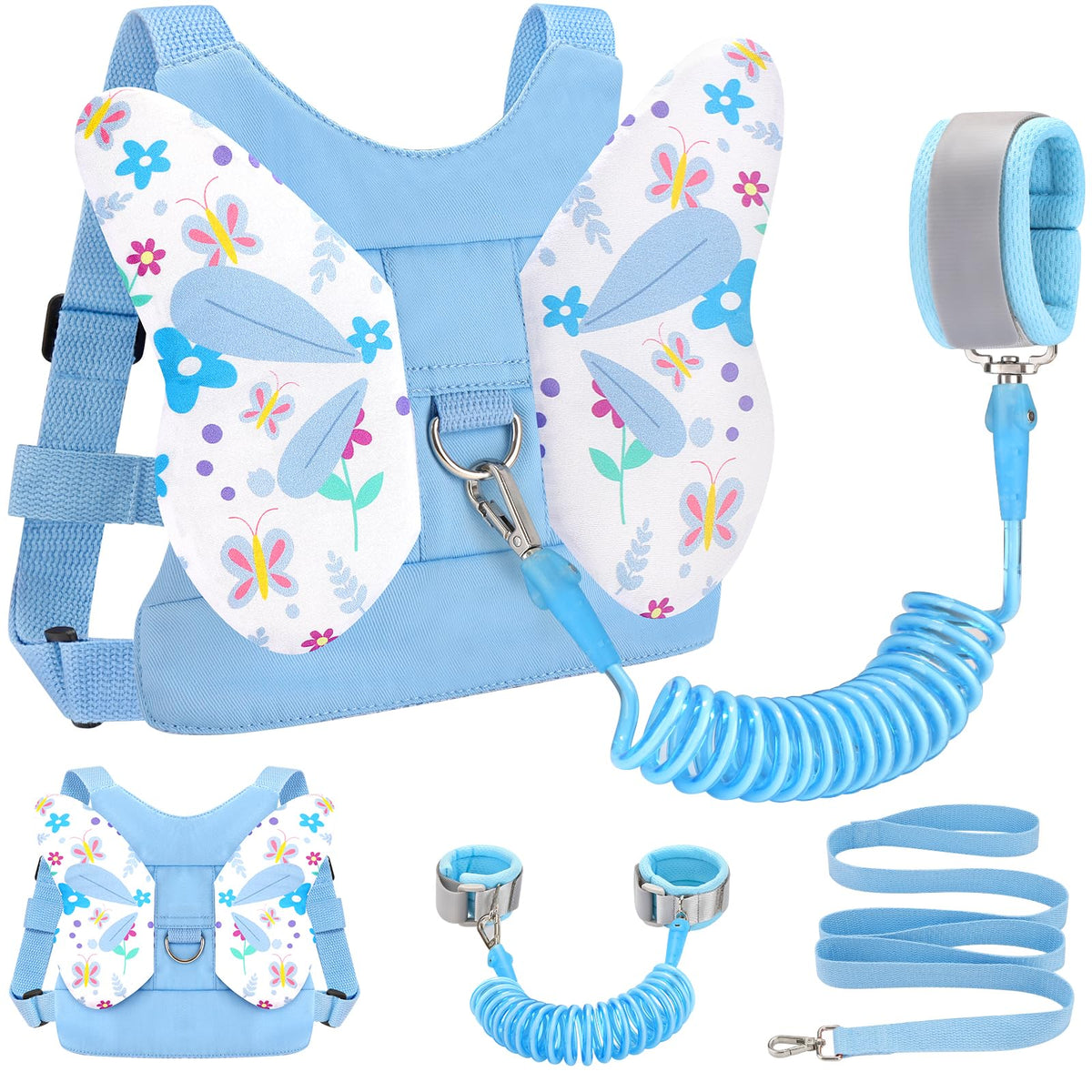 Accmor 3 in 1 Toddler Harness Leashes + Anti Lost Wrist Link, Kids Harness Children Leash for Girls, Child Anti Lost Leash Baby Cute Harness Belt Strap Hold Kids Close While Walking