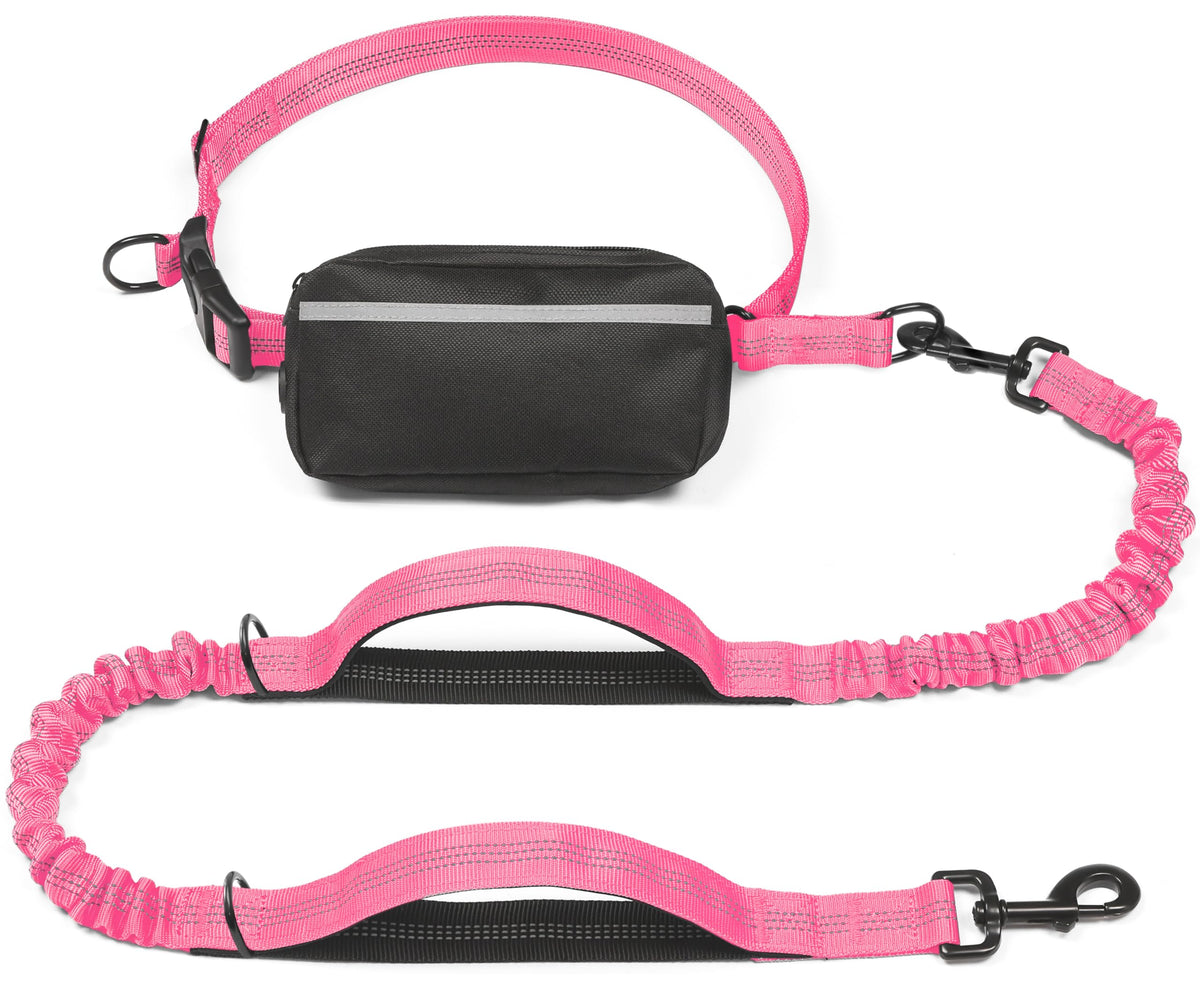 iYoShop Hands Free Dog Leash with Zipper Pouch, Large, 25-120 lbs, Black