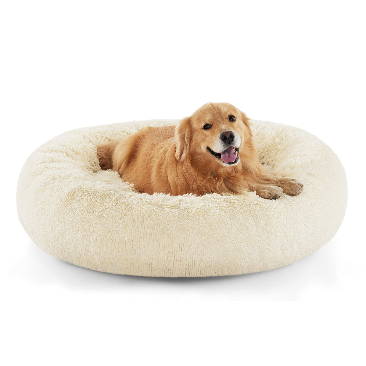 Bedsure Calming Dog Bed Medium Size Dog Donut Washable Pet Bed,30ins Camel
