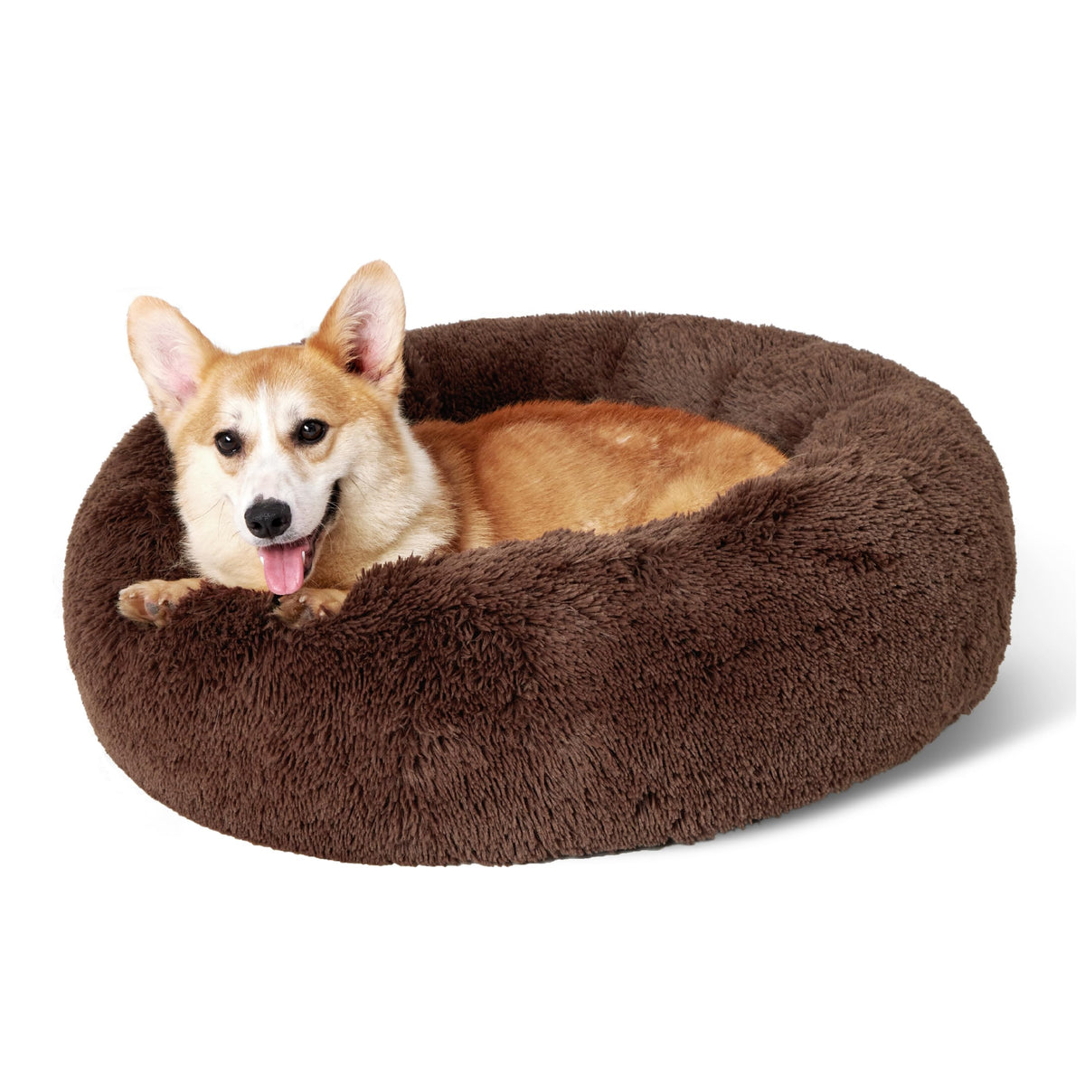 Bedsure Calming Small Dog Bed Donut Washable Cat＆Puppy Bed,23 inches Camel