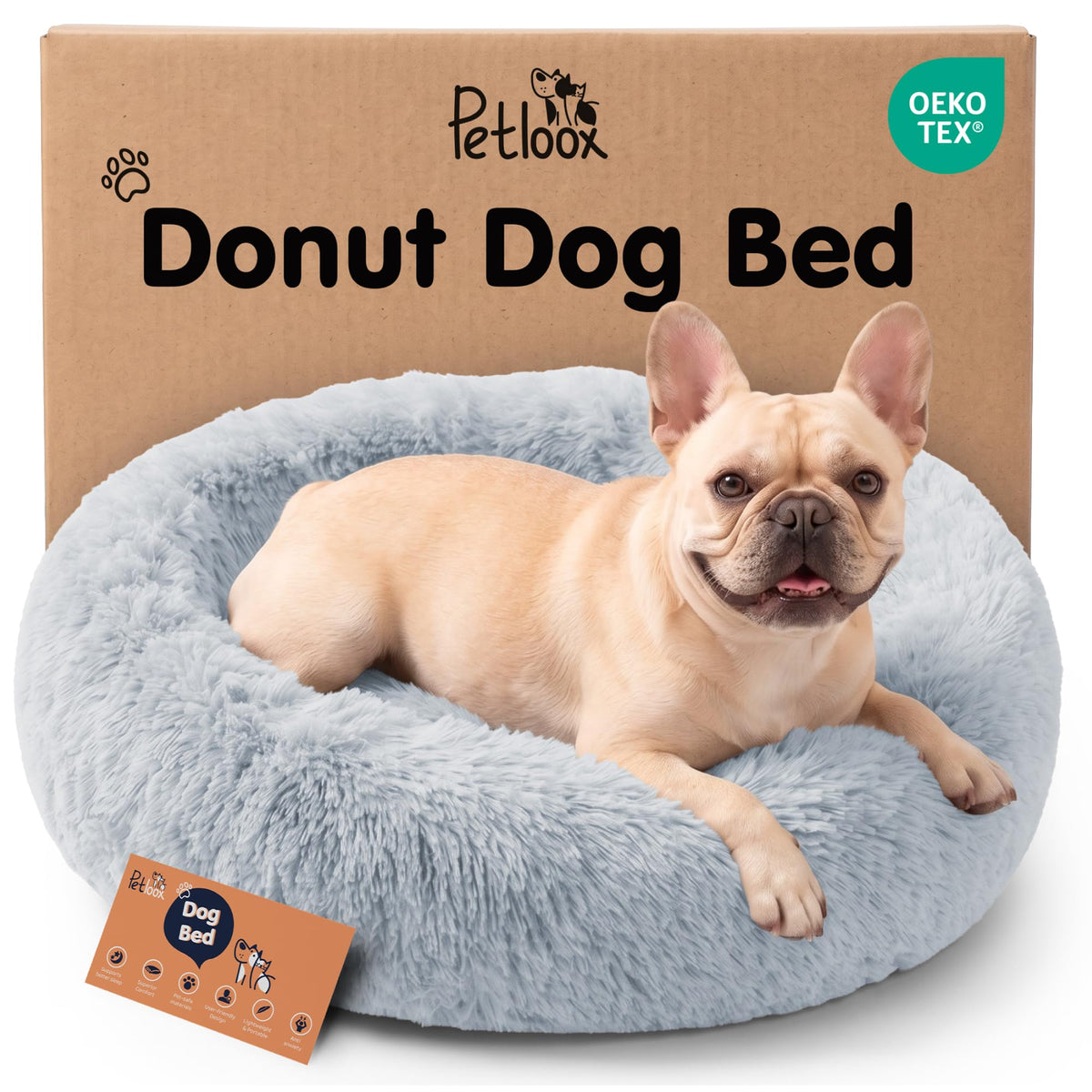 Calming Donut Dog Bed for Small Dogs, Round Dog Bed for Medium & Large Dogs