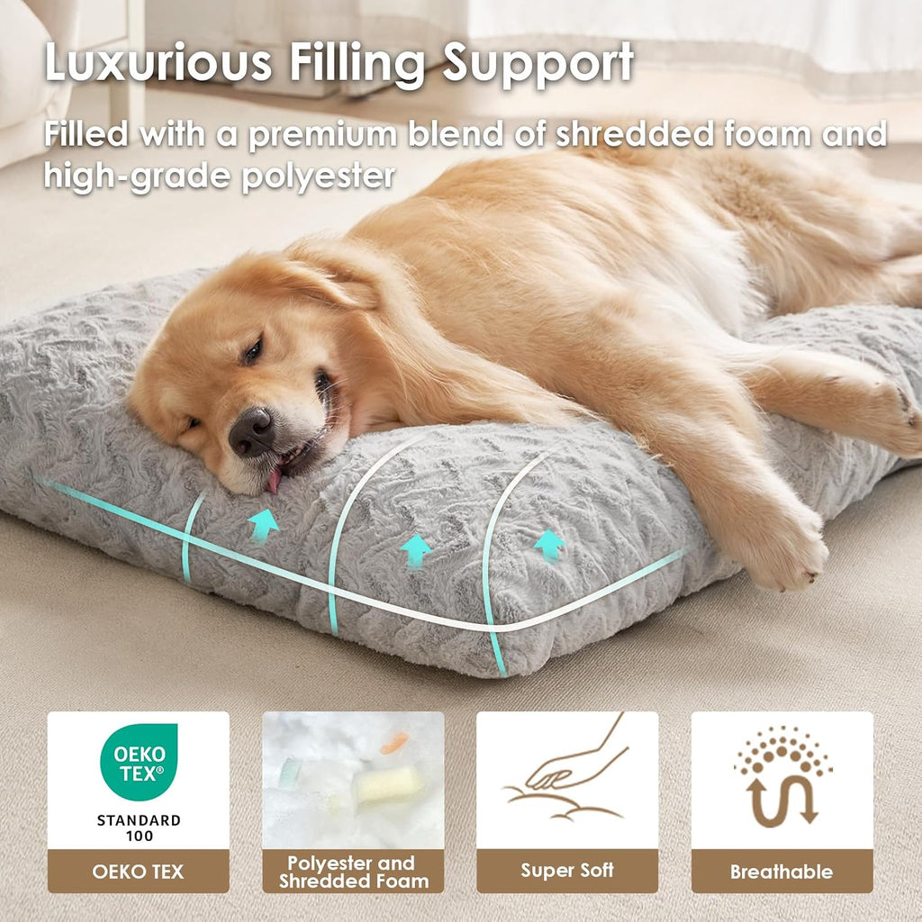 EHEYCIGA Washable Large Dog Bed for Crate, 35x23 Inch Pet Bed, Grey