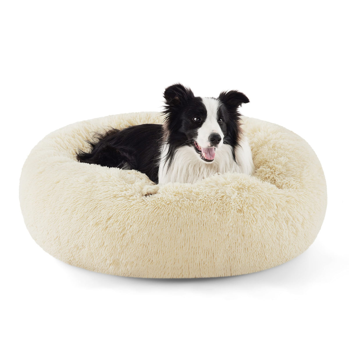Bedsure Calming Dog Bed Medium Size Dog Donut Washable Pet Bed,30ins Camel
