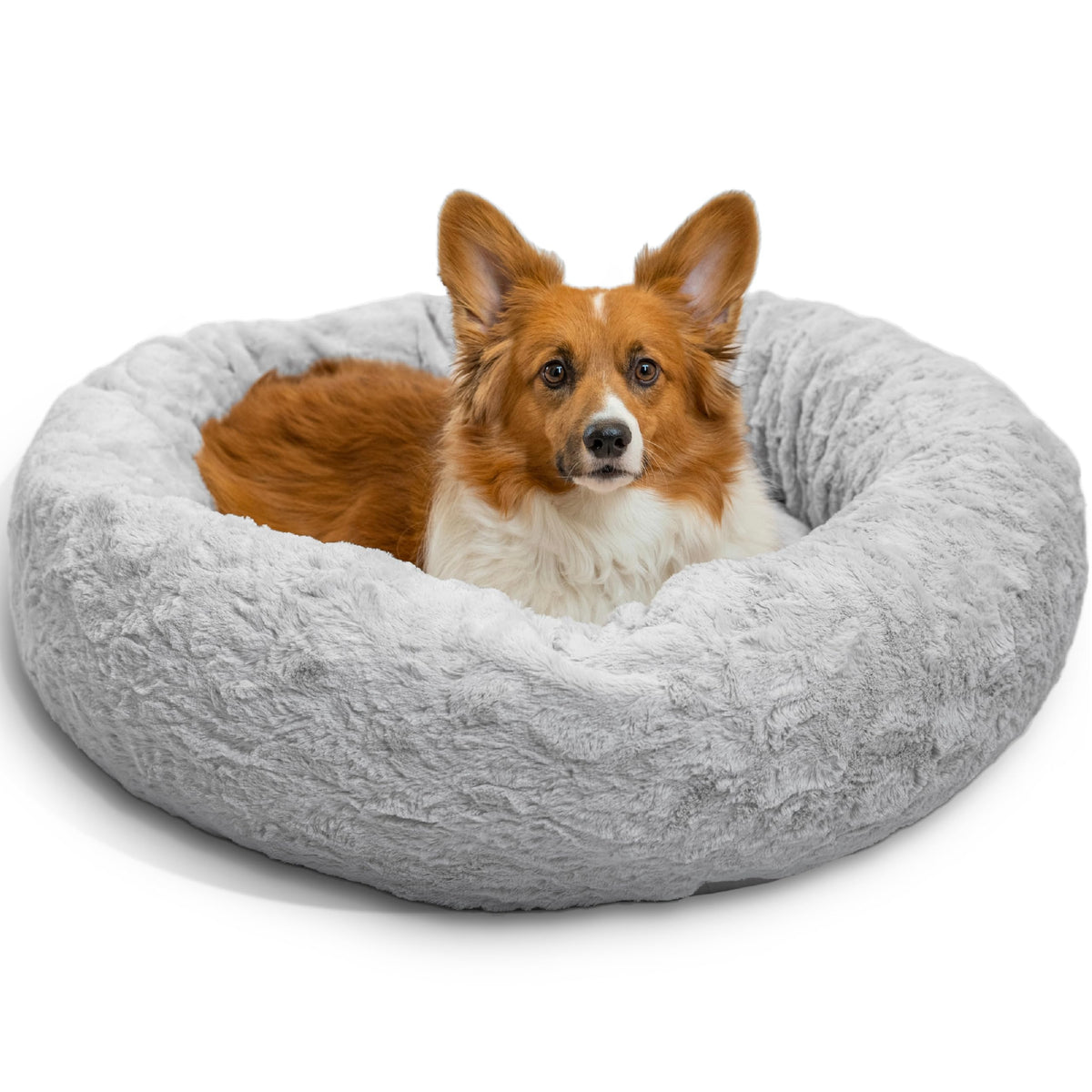 Best Friends by Sheri Original Calming Donut Dog Bed, Oyster, Small, 23"