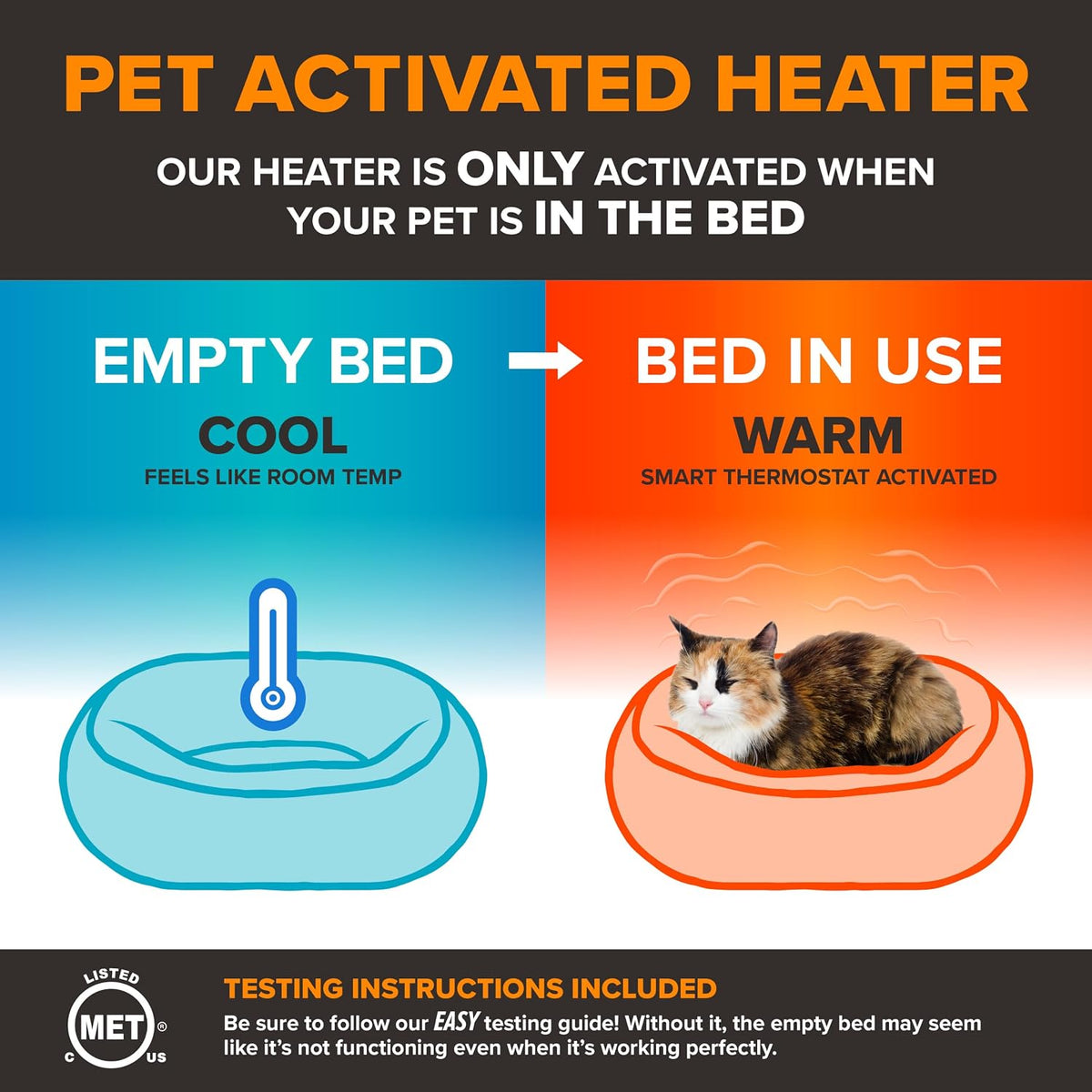 K&H Heated Cat Bed, Thermo-Snuggle Cup Bomber Indoor, Safety Listed, 18x14