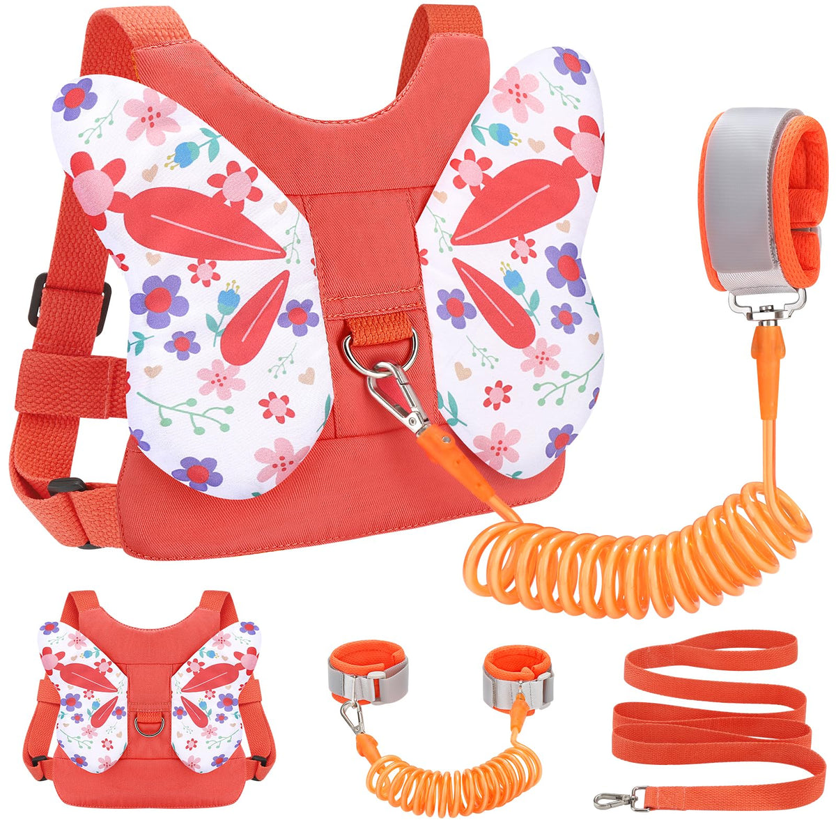 Accmor 3 in 1 Toddler Harness Leashes + Anti Lost Wrist Link, Kids Harness Children Leash for Girls, Child Anti Lost Leash Baby Cute Harness Belt Strap Hold Kids Close While Walking