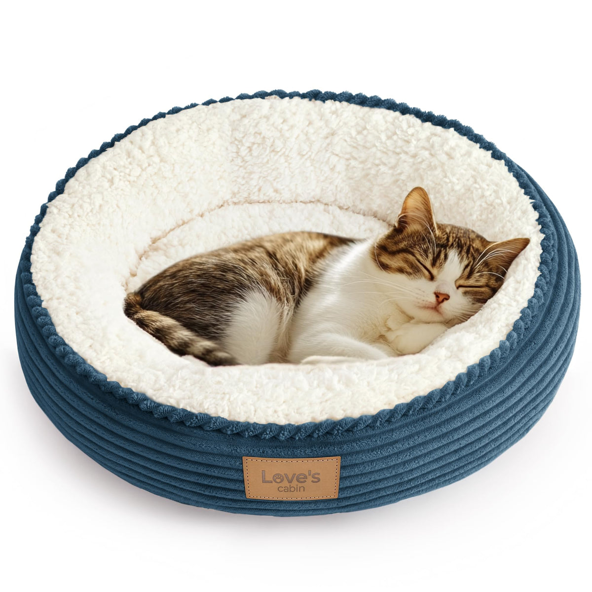 Love's cabin Round Donut Cat and Dog Cushion Bed, 20in Bed for Cats or Small Dogs, Anti-Slip & Water-Resistant Bottom, Super Soft Durable Fabric Pet Beds, Washable Luxury Cat & Dog Bed Gray