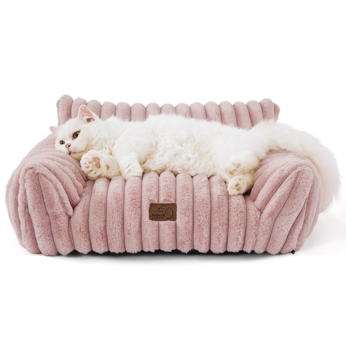 Bedsure ComfyFleece® Shown on TV Fluffy Cute Cat Couch for Pets,24in Cream