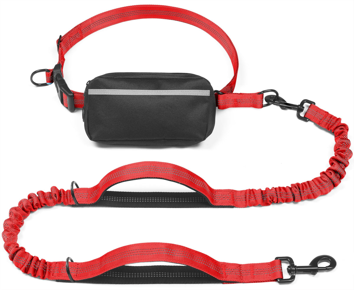 iYoShop Hands Free Dog Leash with Zipper Pouch, Large, 25-120 lbs, Black