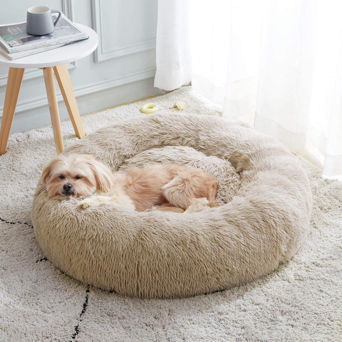 WESTERN HOME WH Calming Dog Bed & Cat Bed Washable Puppy Bed,24" Light Grey