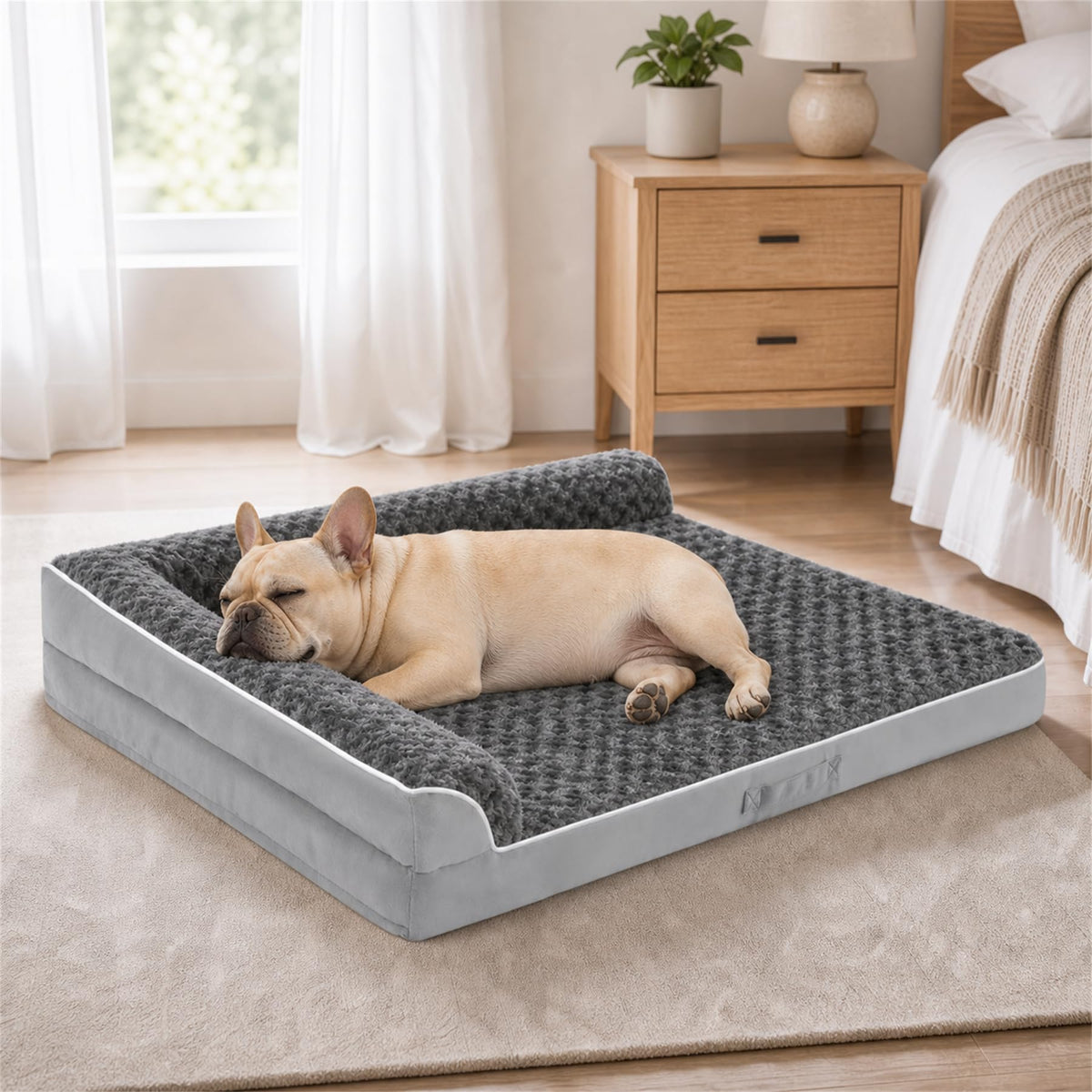 XL Orthopedic Dog Bed for Large Sized Dogs, 42"x30"x7.5", Grey